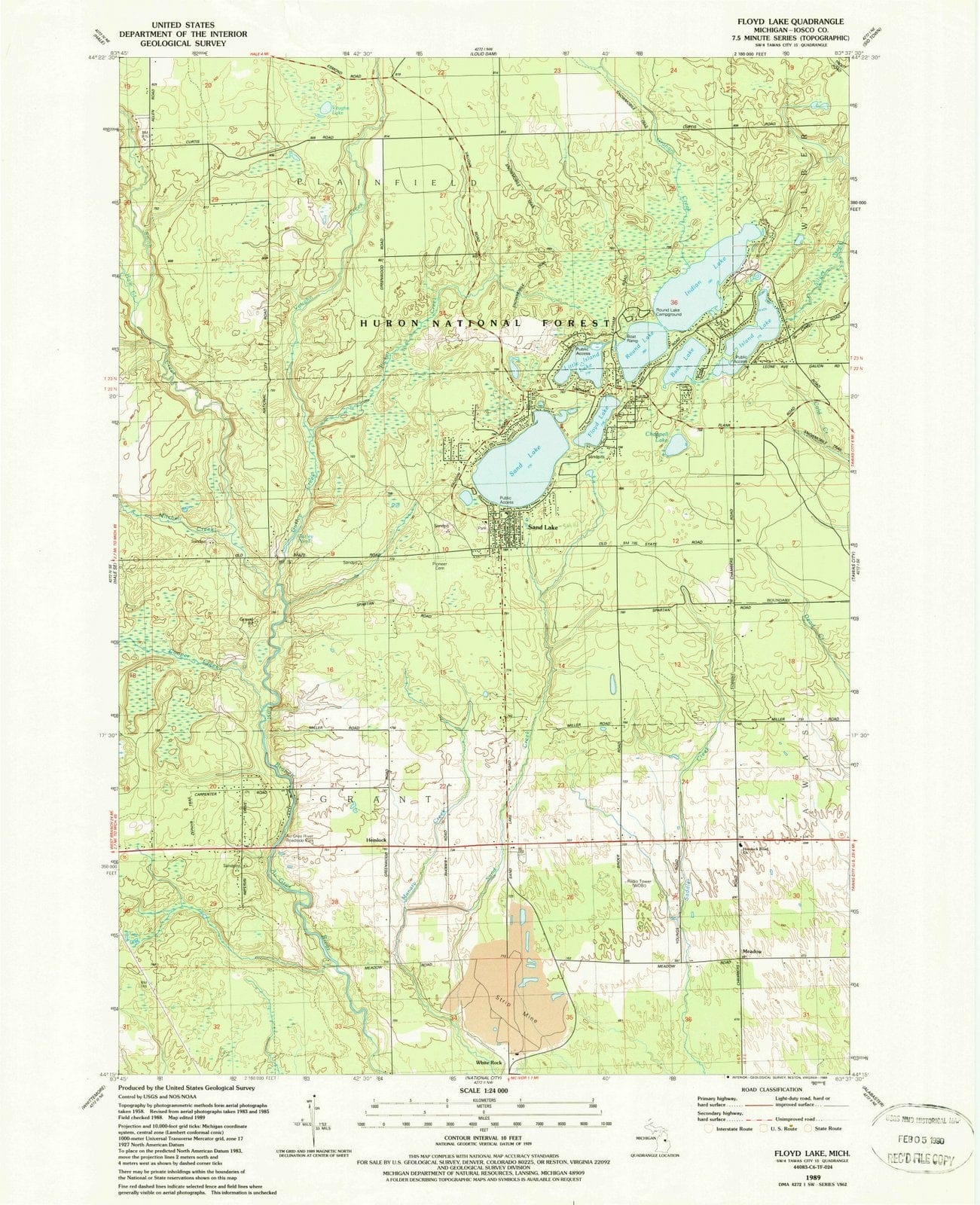 1989 Floyd Lake, MI - Michigan - USGS Topographic Map