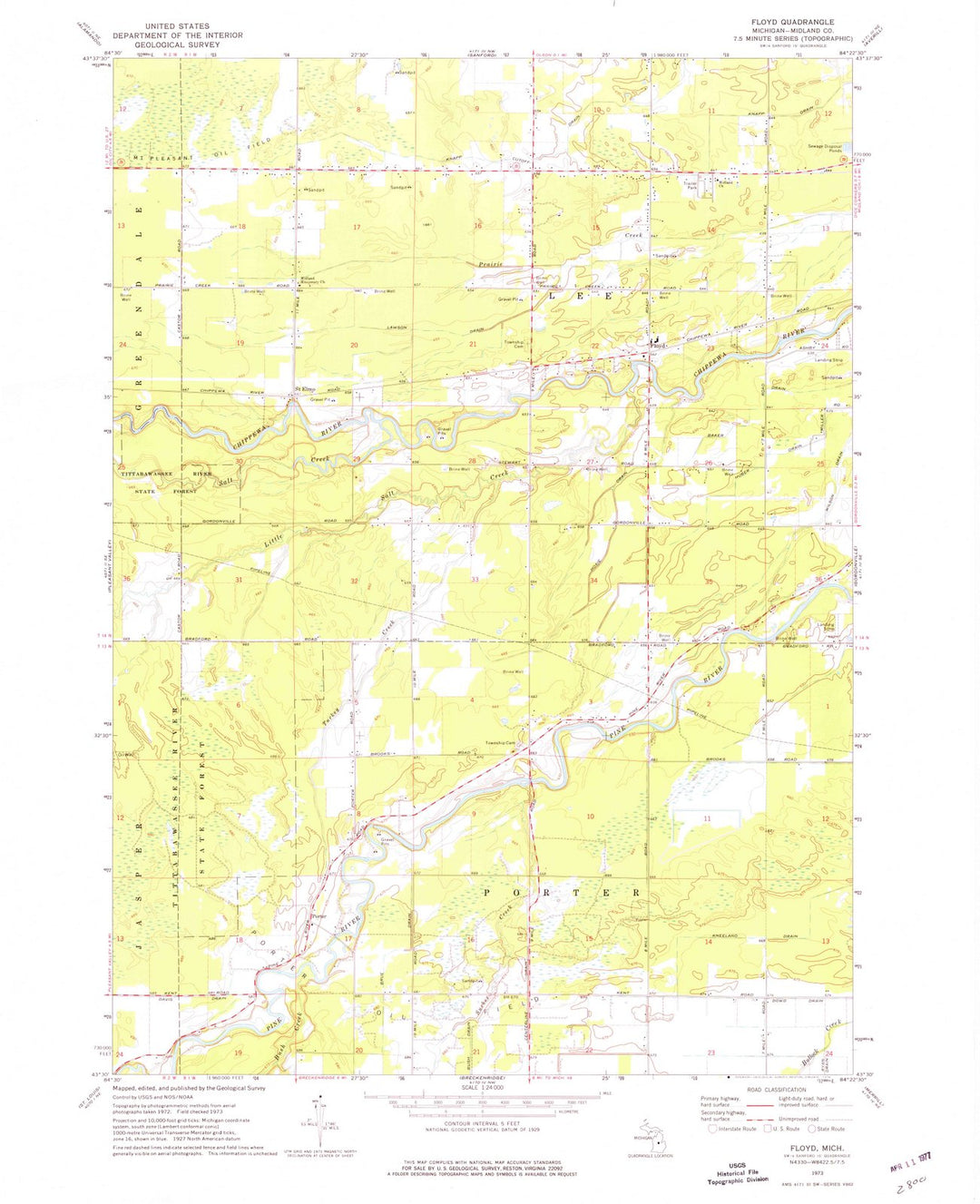1973 Floyd, MI - Michigan - USGS Topographic Map