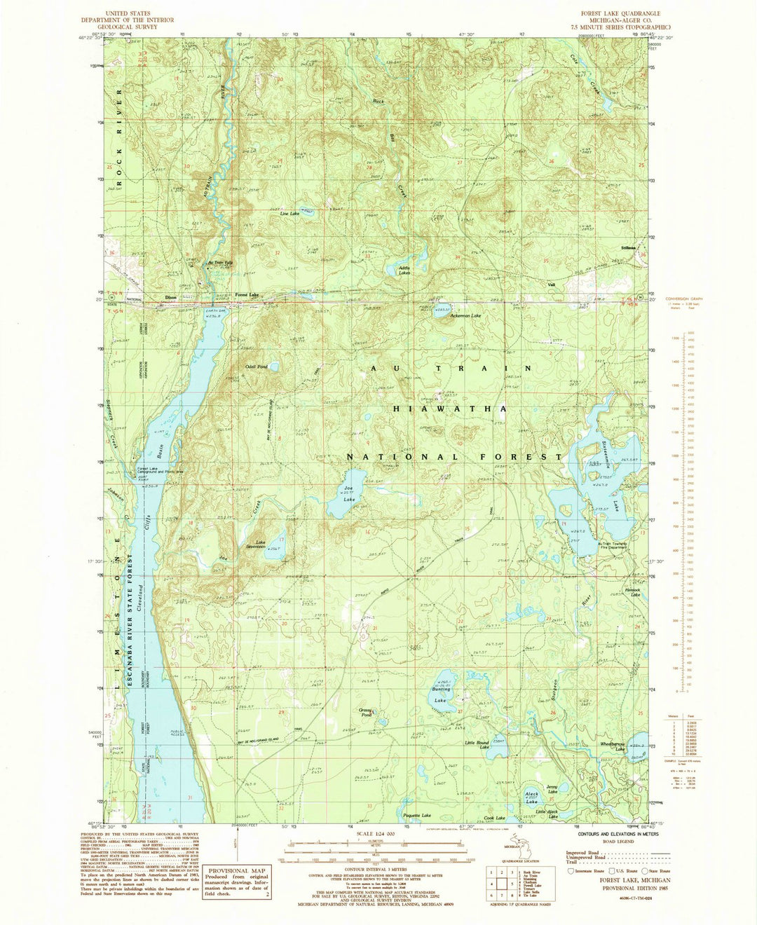 1985 Forest Lake, MI - Michigan - USGS Topographic Map