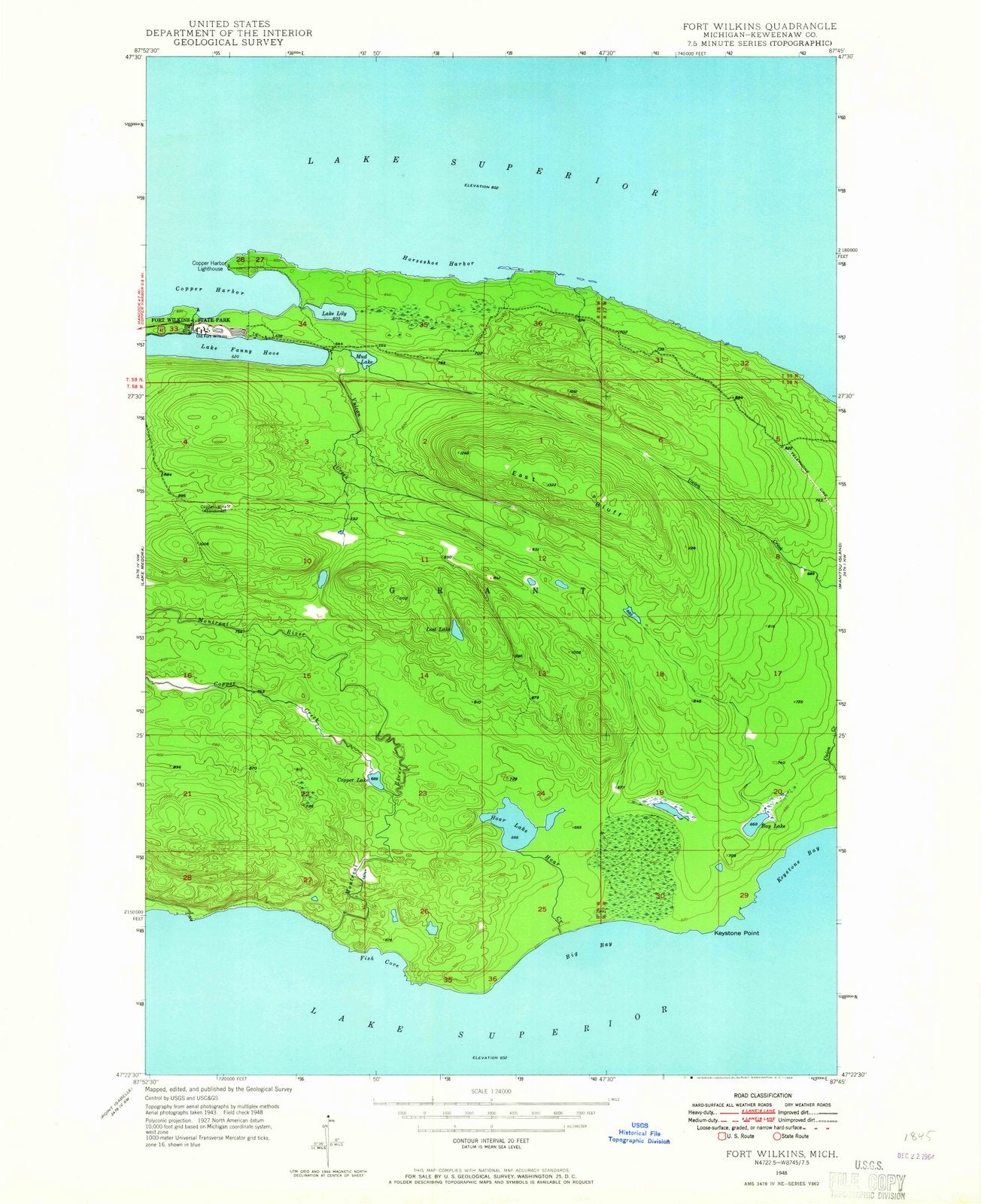 1948 Fort Wilkins, MI - Michigan - USGS Topographic Map