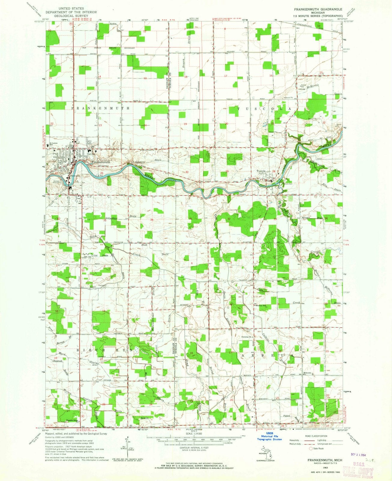 1963 Frankenmuth, MI - Michigan - USGS Topographic Map