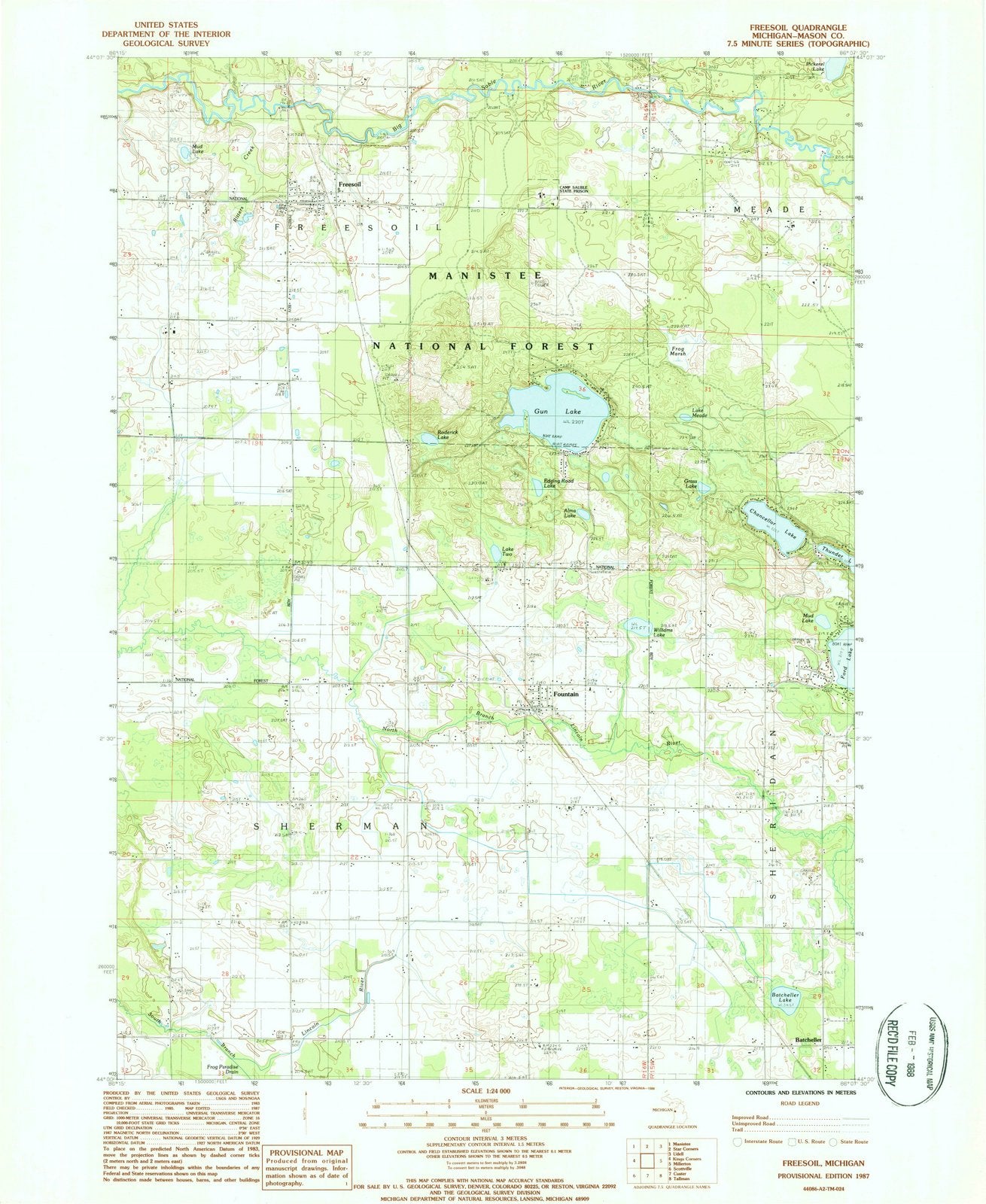 1987 Freesoil, MI - Michigan - USGS Topographic Map