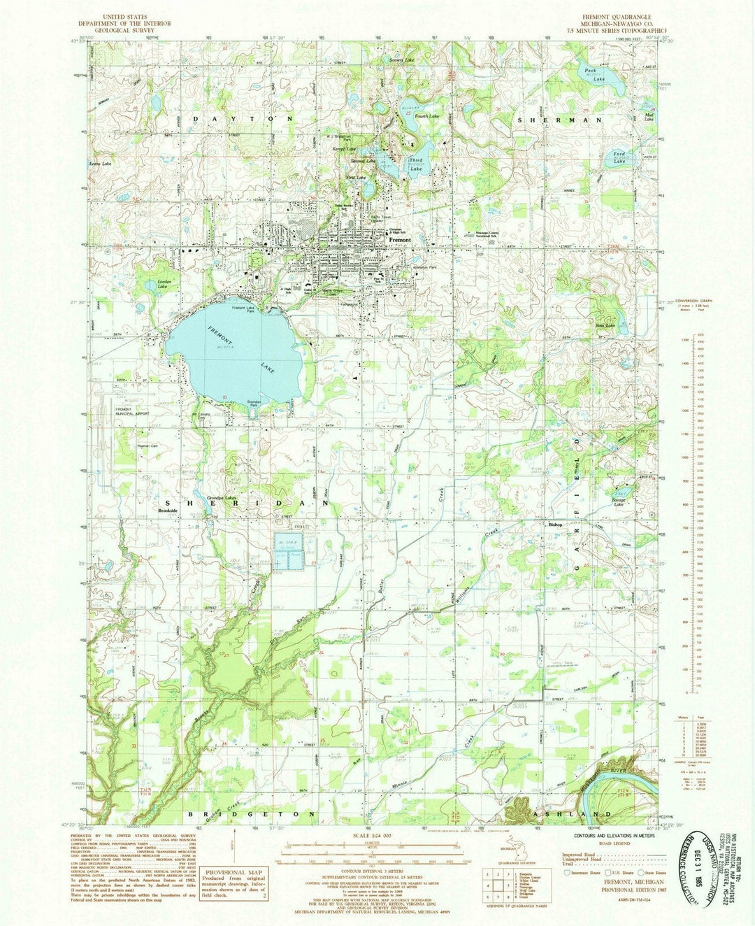 1985 Fremont, MI - Michigan - USGS Topographic Map