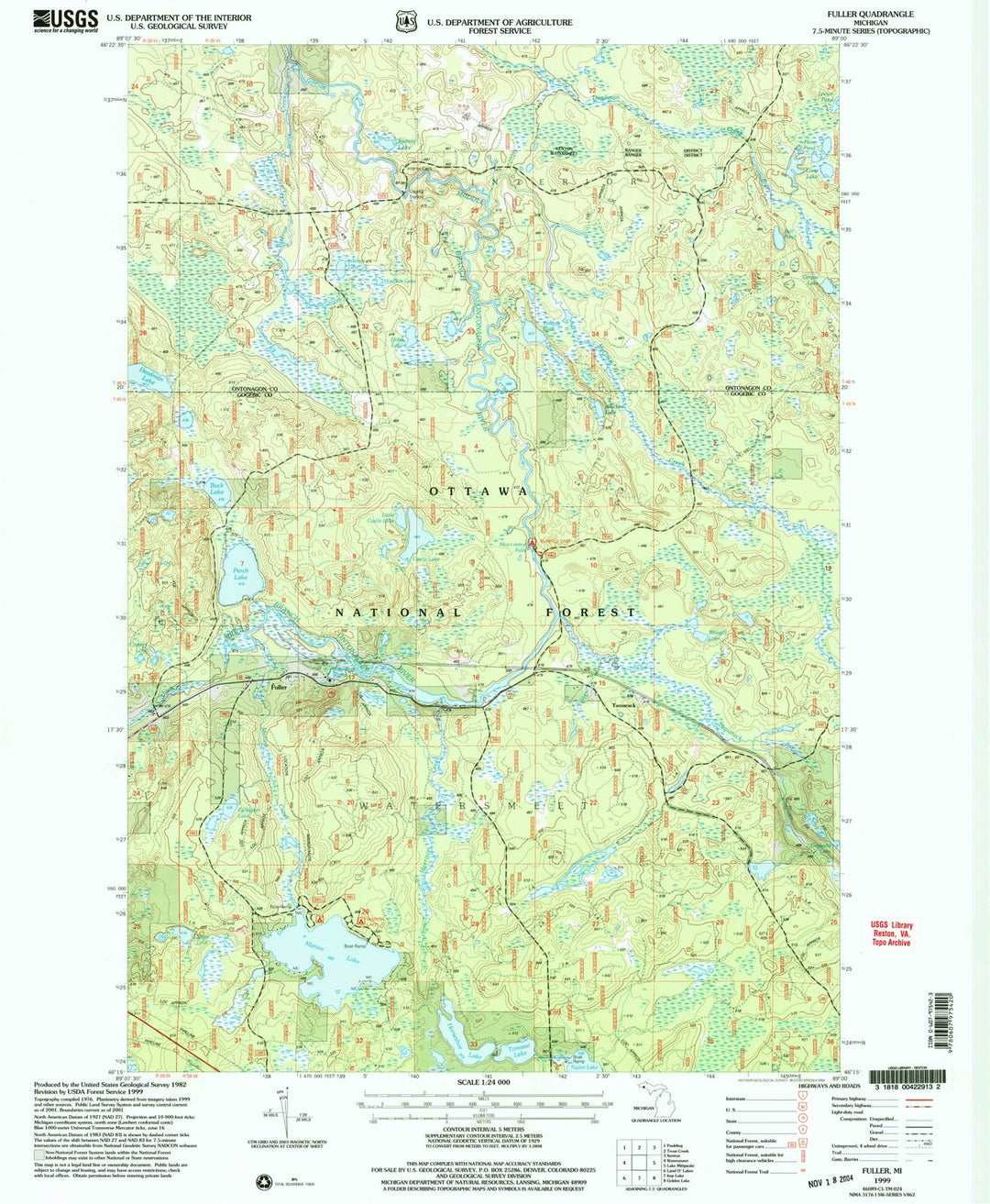 1999 Fuller, MI - Michigan - USGS Topographic Map