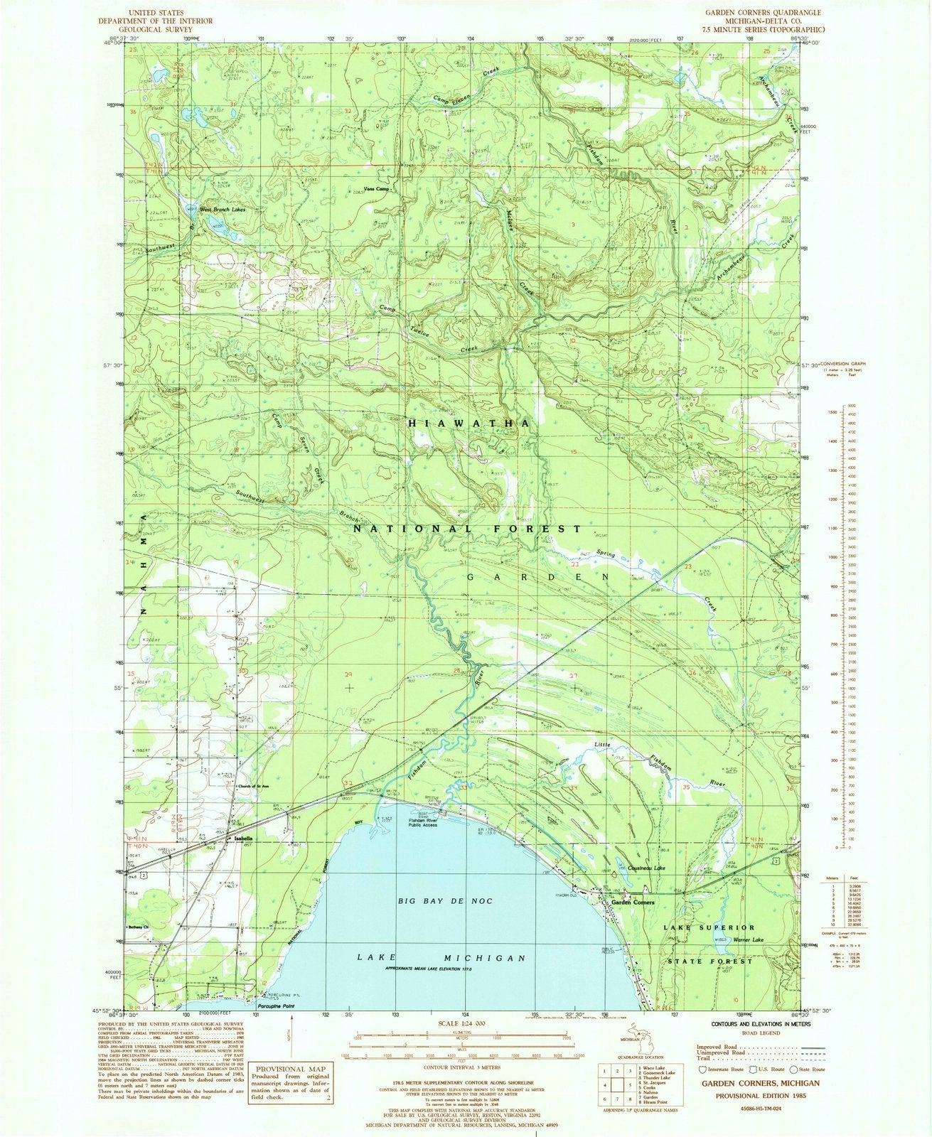 1985 Garden Corners, MI - Michigan - USGS Topographic Map
