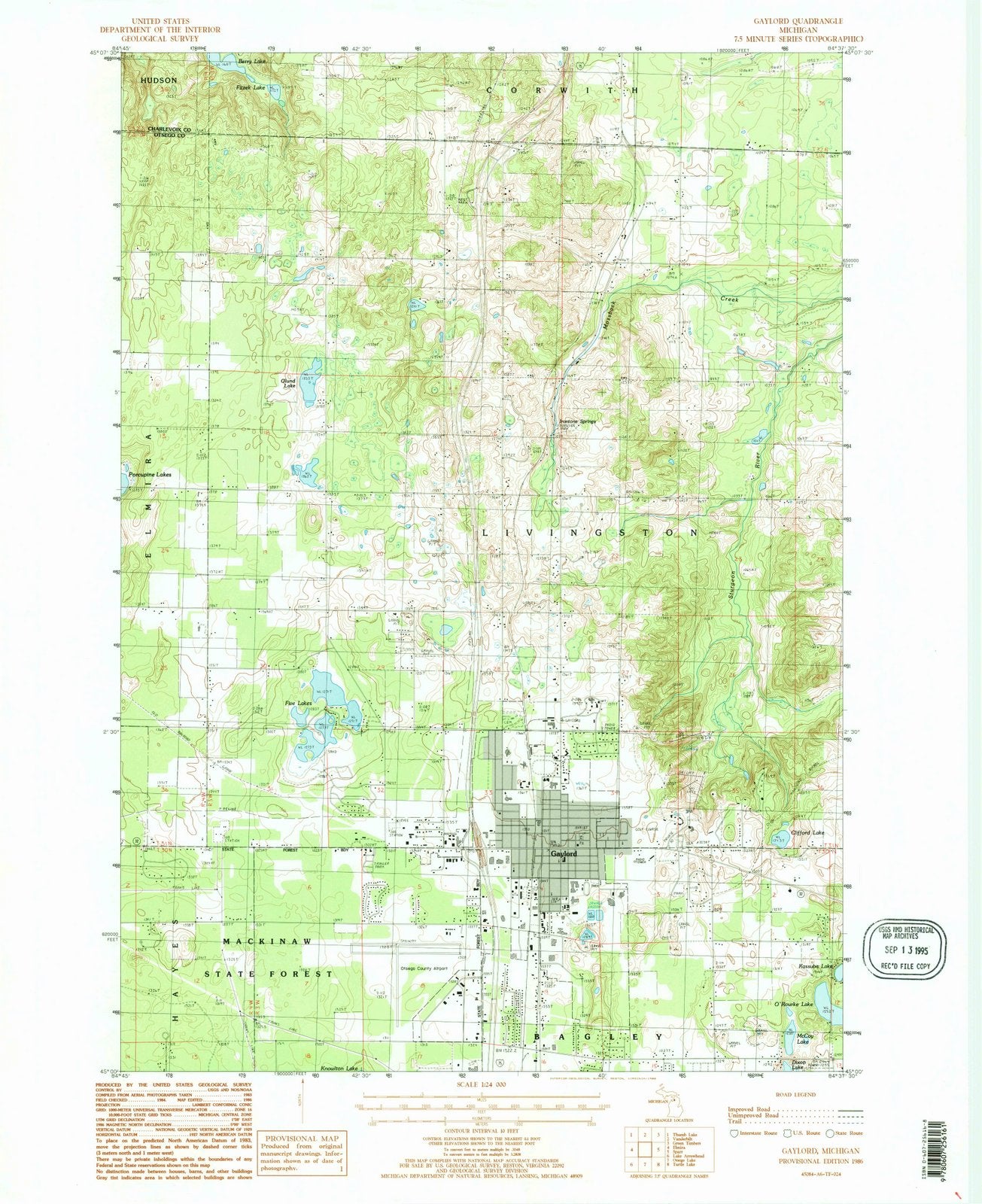 1986 Gaylord, MI - Michigan - USGS Topographic Map