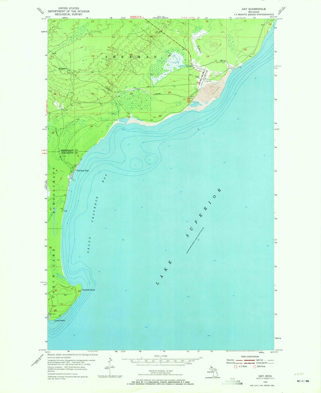 1954 Gay, MI - Michigan - USGS Topographic Map