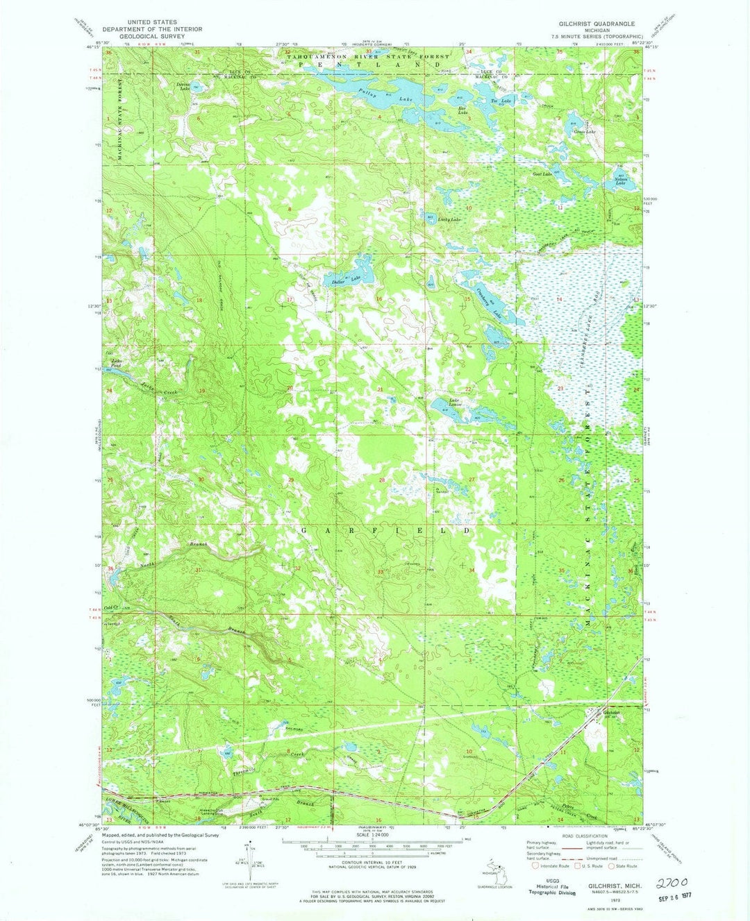 1973 Gilchrist, MI - Michigan - USGS Topographic Map