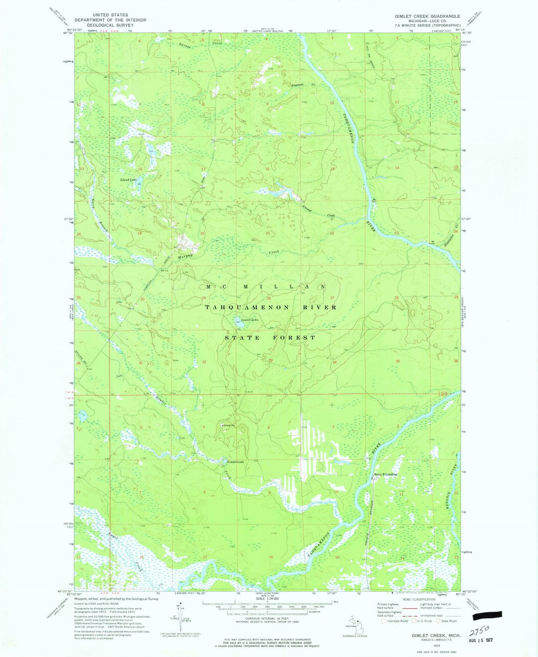 1973 Gimlet Creek, MI - Michigan - USGS Topographic Map