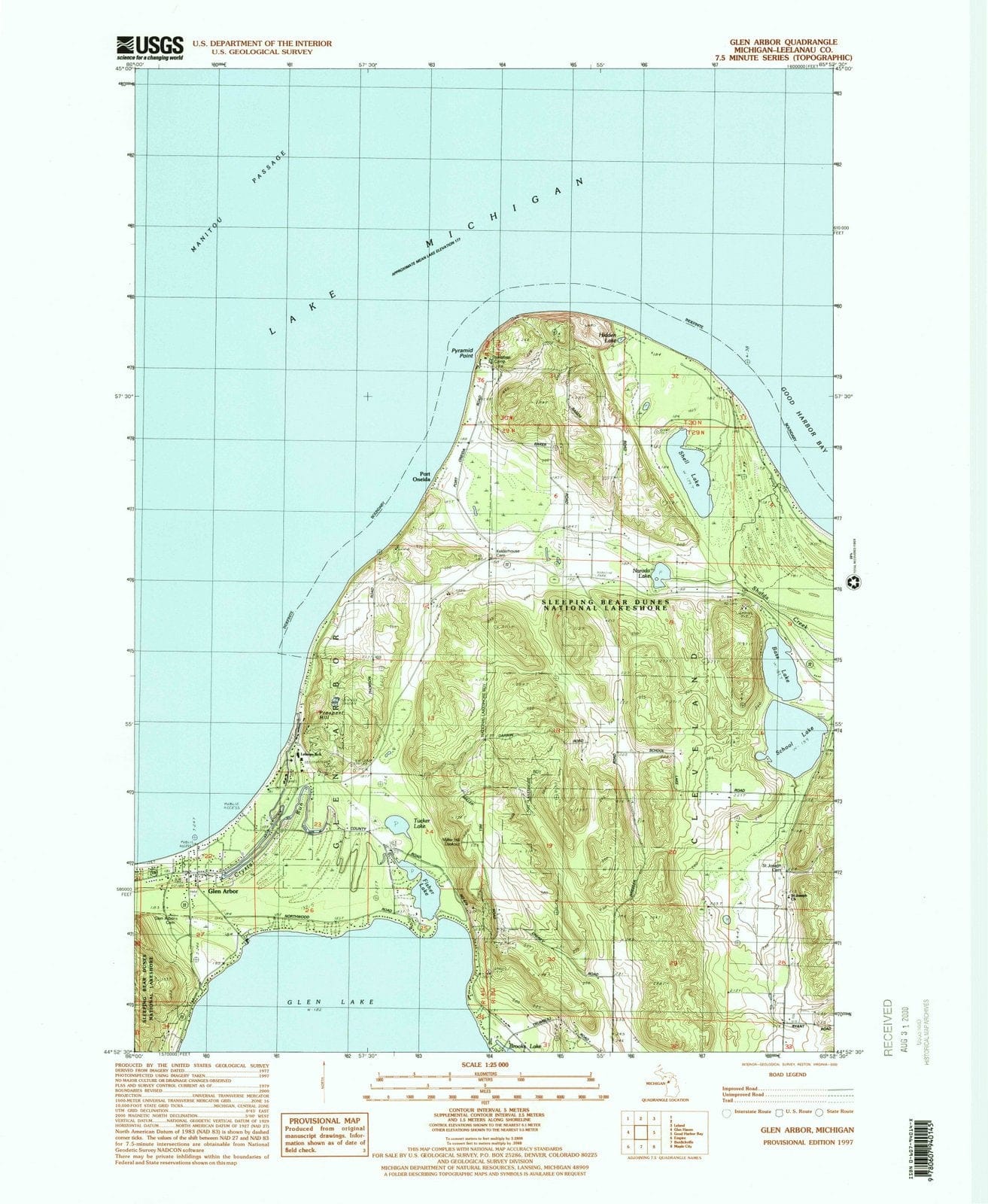 1997 Glen Arbor, MI - Michigan - USGS Topographic Map