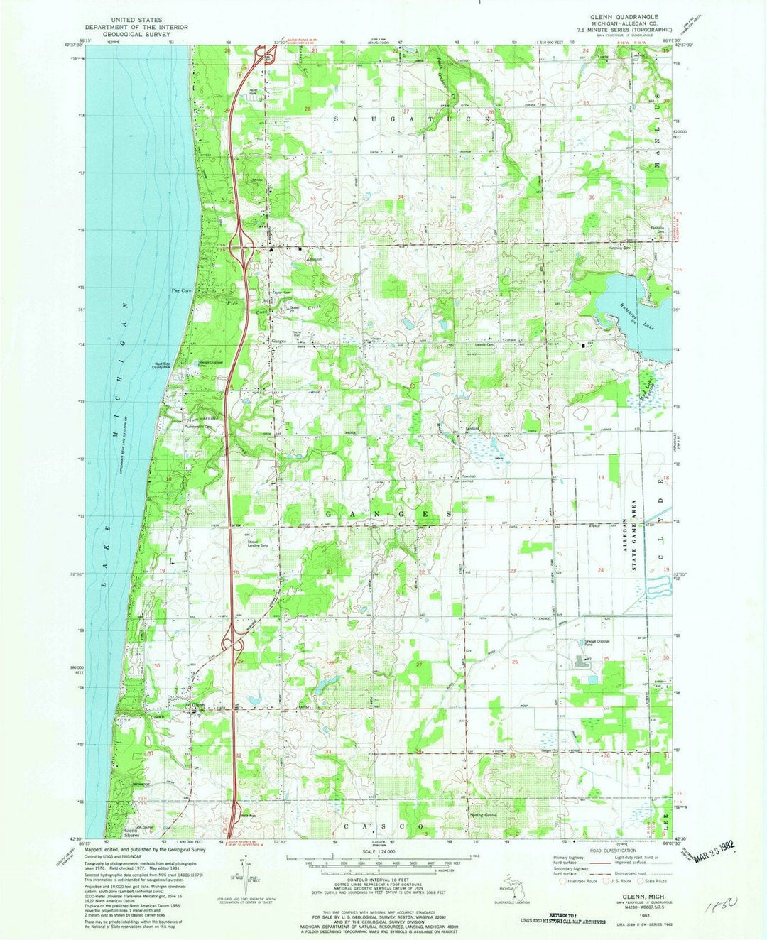 1981 Glenn, MI - Michigan - USGS Topographic Map