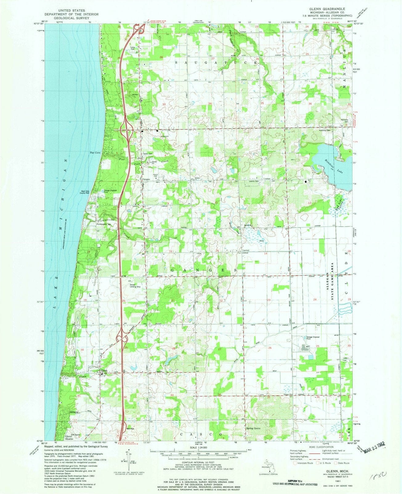 1981 Glenn, MI - Michigan - USGS Topographic Map