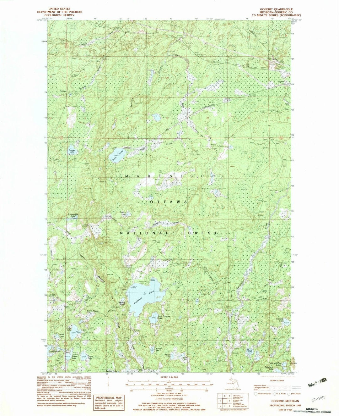 1982 Gogebic, MI - Michigan - USGS Topographic Map