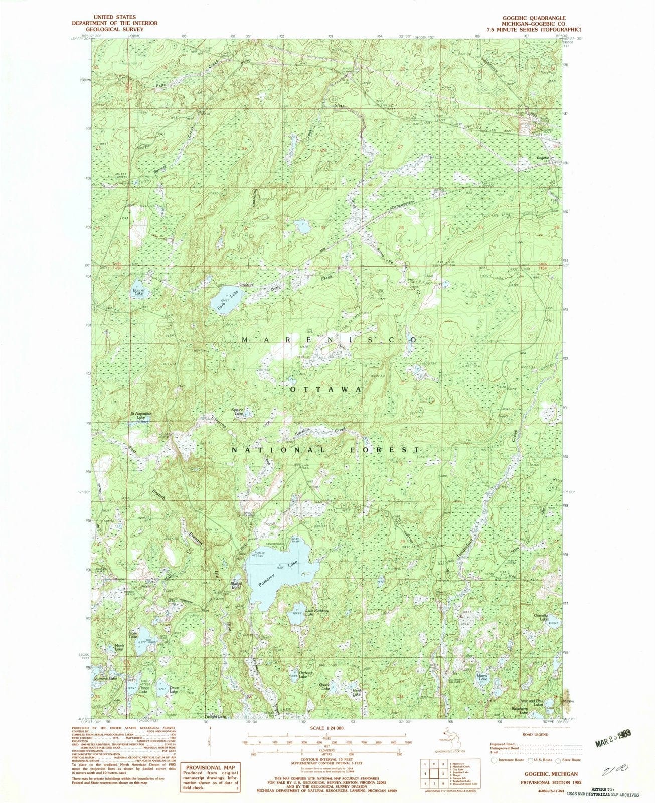 1982 Gogebic, MI - Michigan - USGS Topographic Map