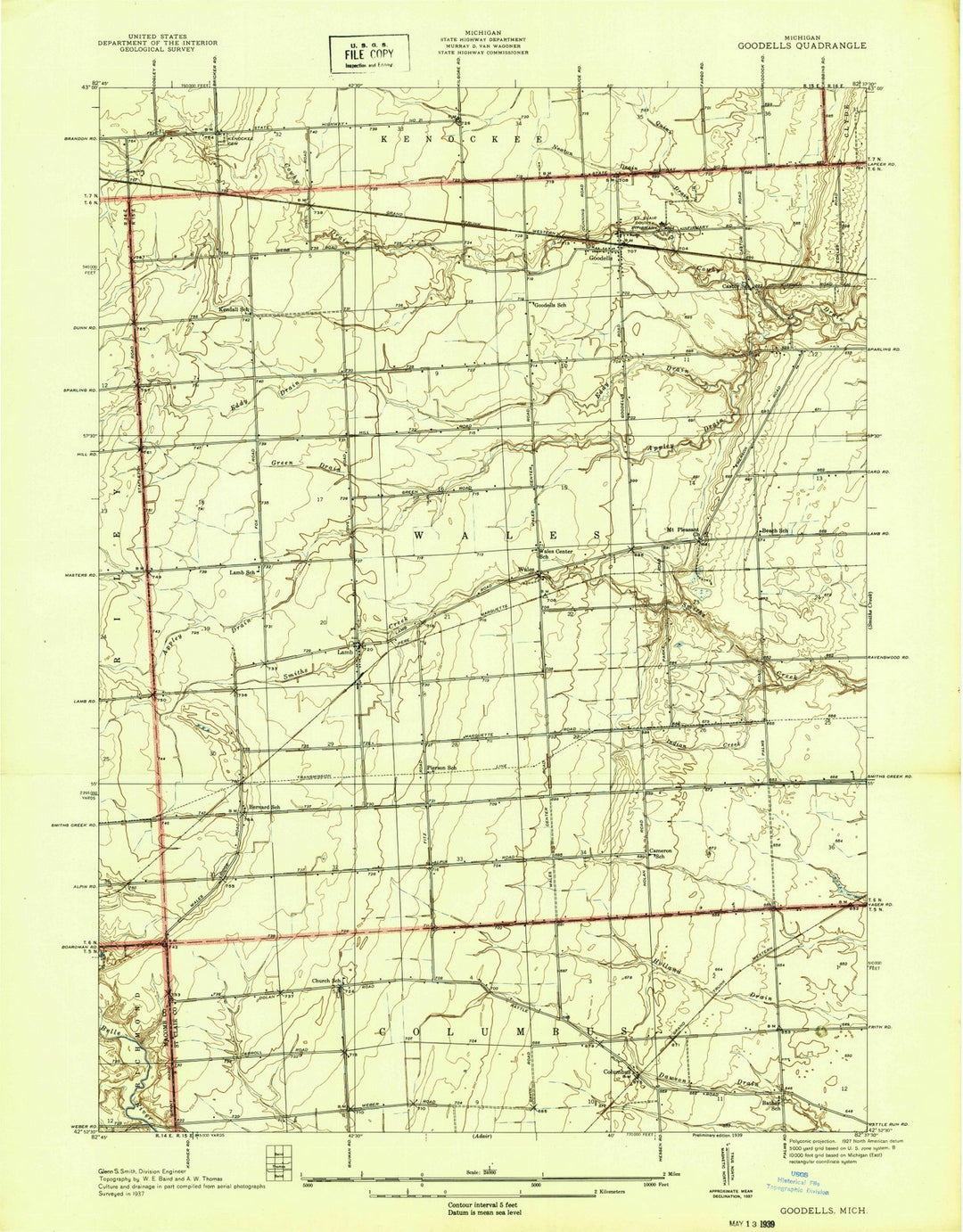 1939 Goodells, MI - Michigan - USGS Topographic Map