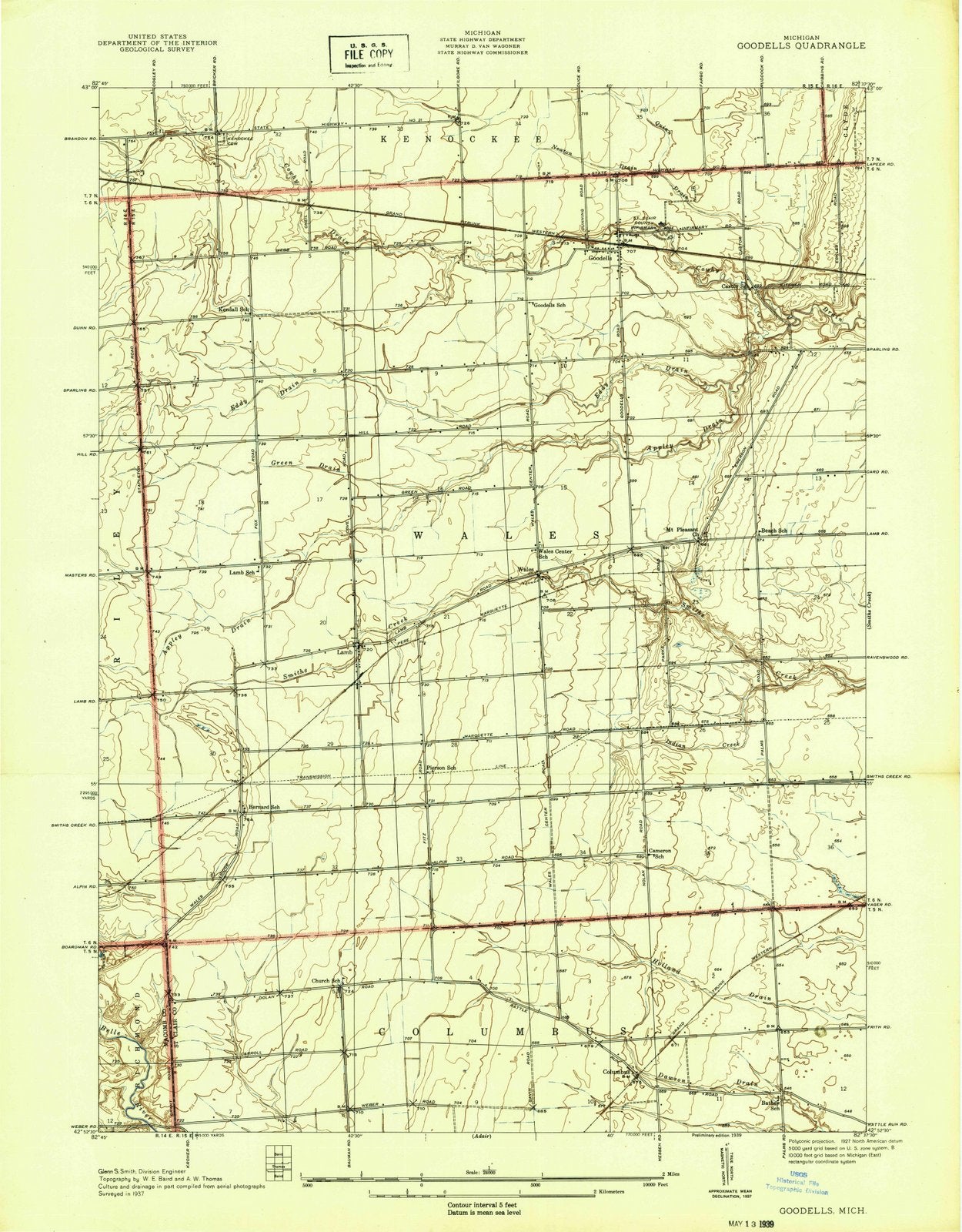 1939 Goodells, MI - Michigan - USGS Topographic Map