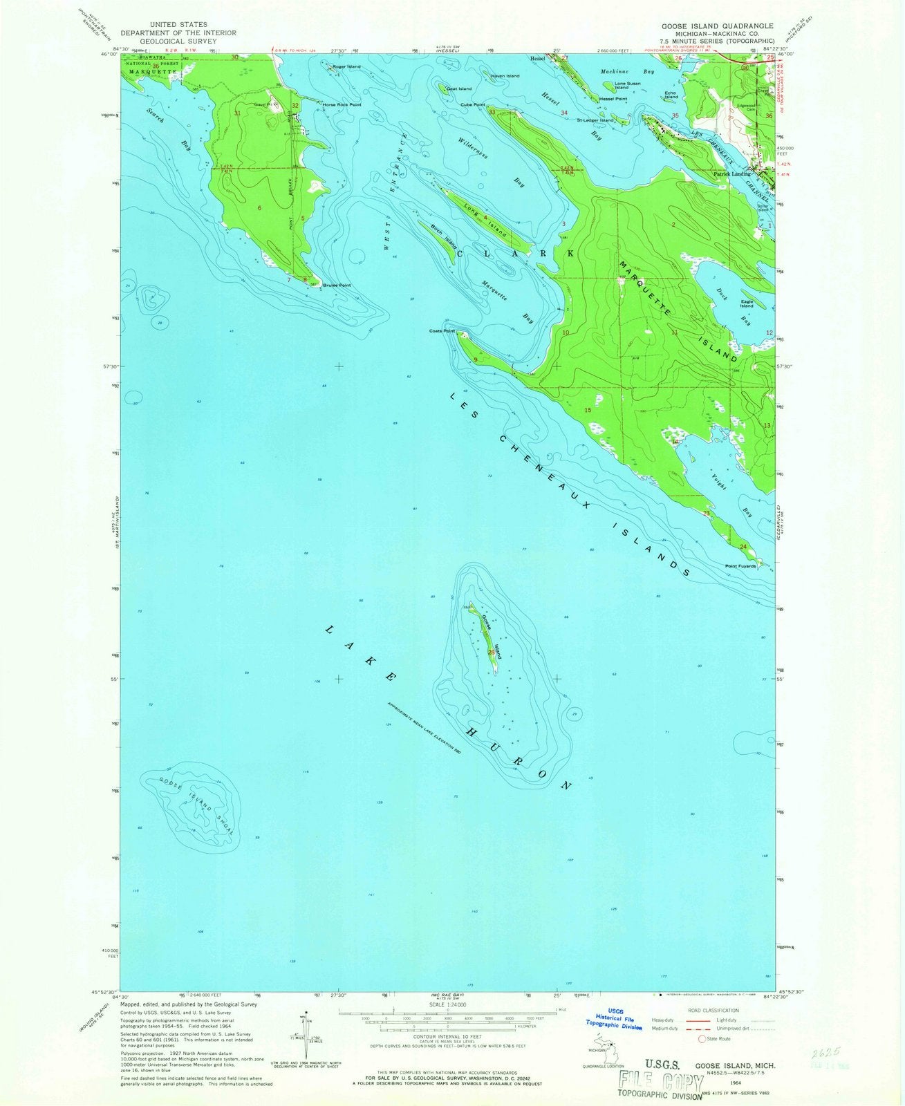 1964 Goose Island, MI - Michigan - USGS Topographic Map