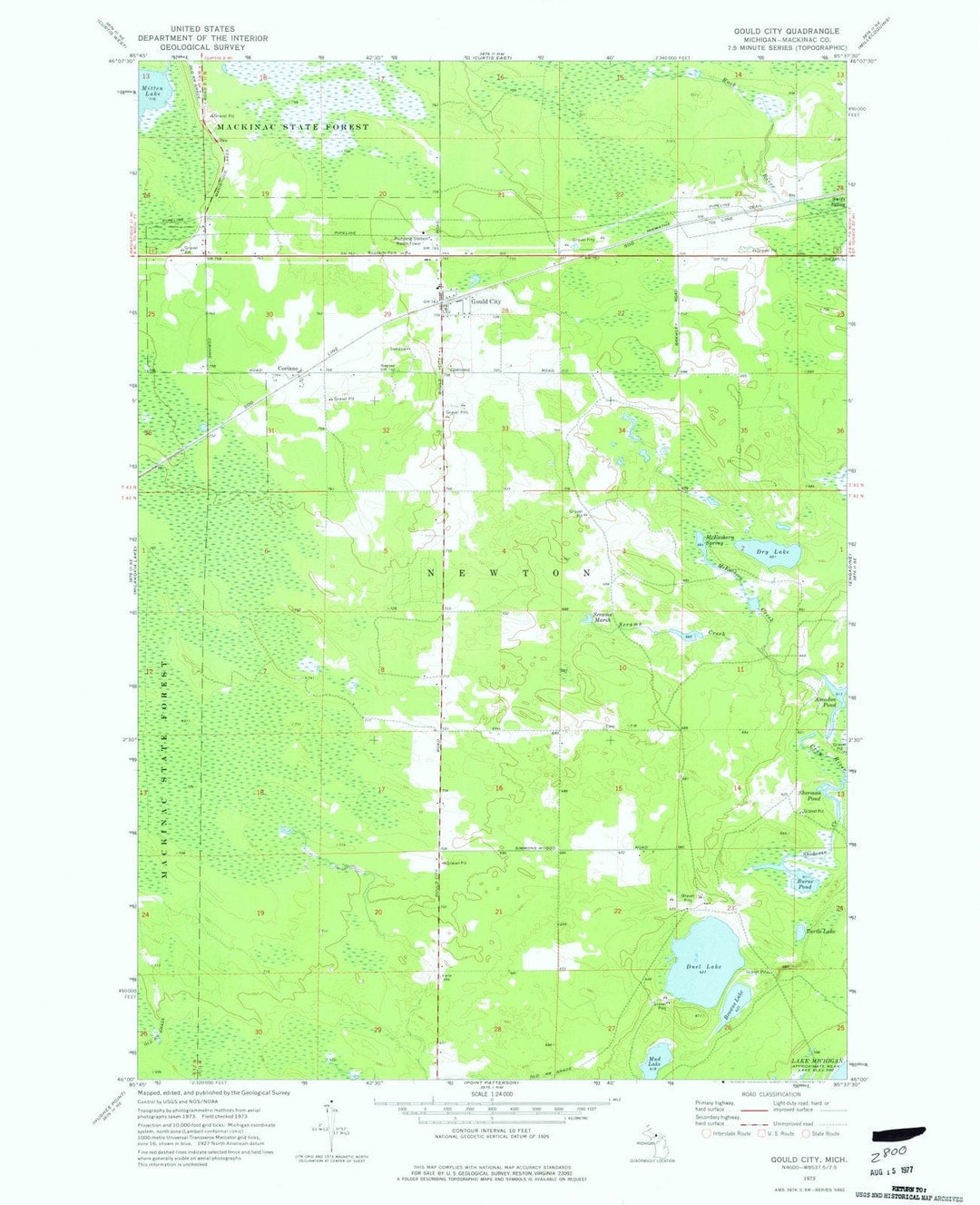 1973 Gould City, MI - Michigan - USGS Topographic Map