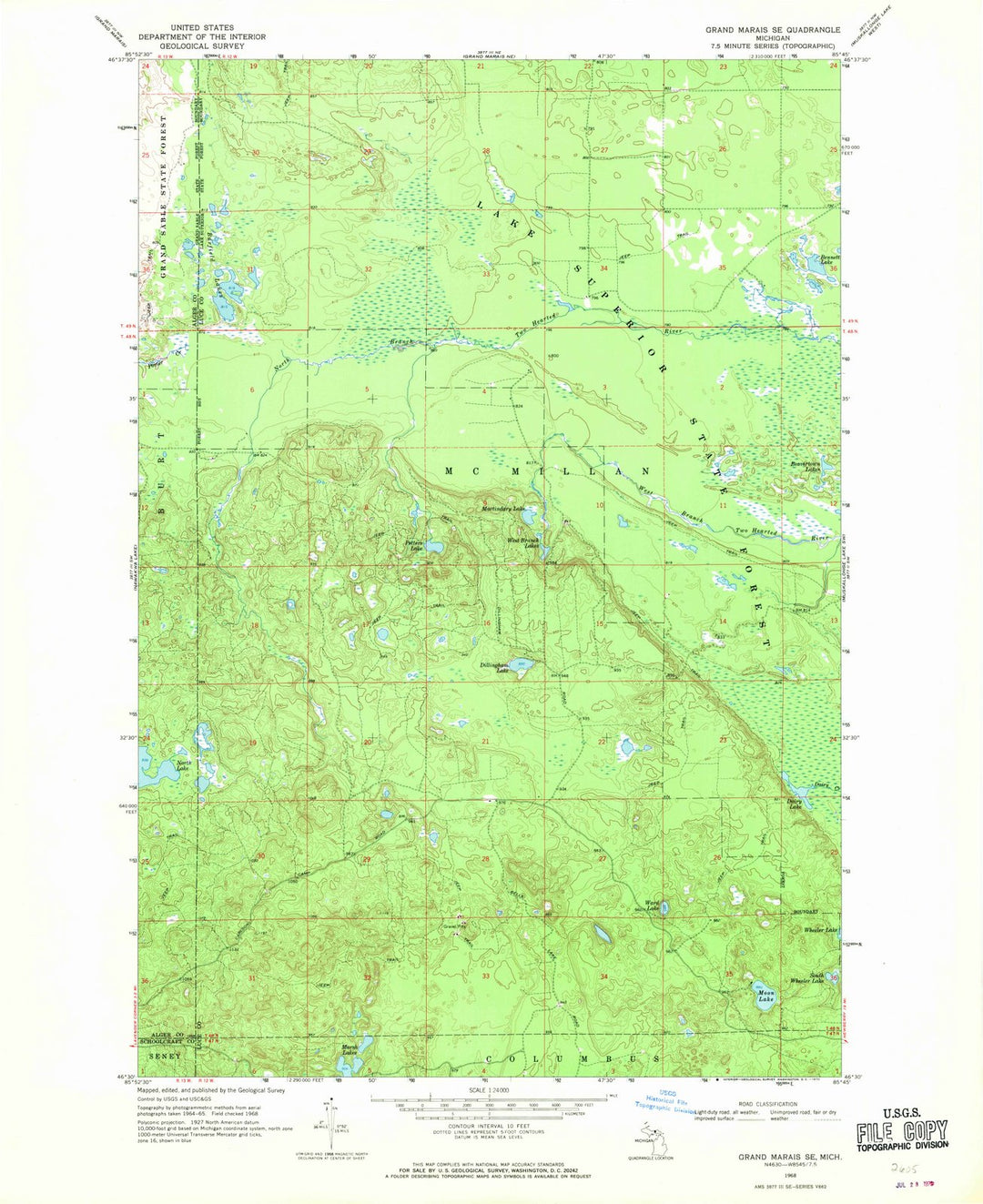 1968 Grand Marais, MI - Michigan - USGS Topographic Map v2