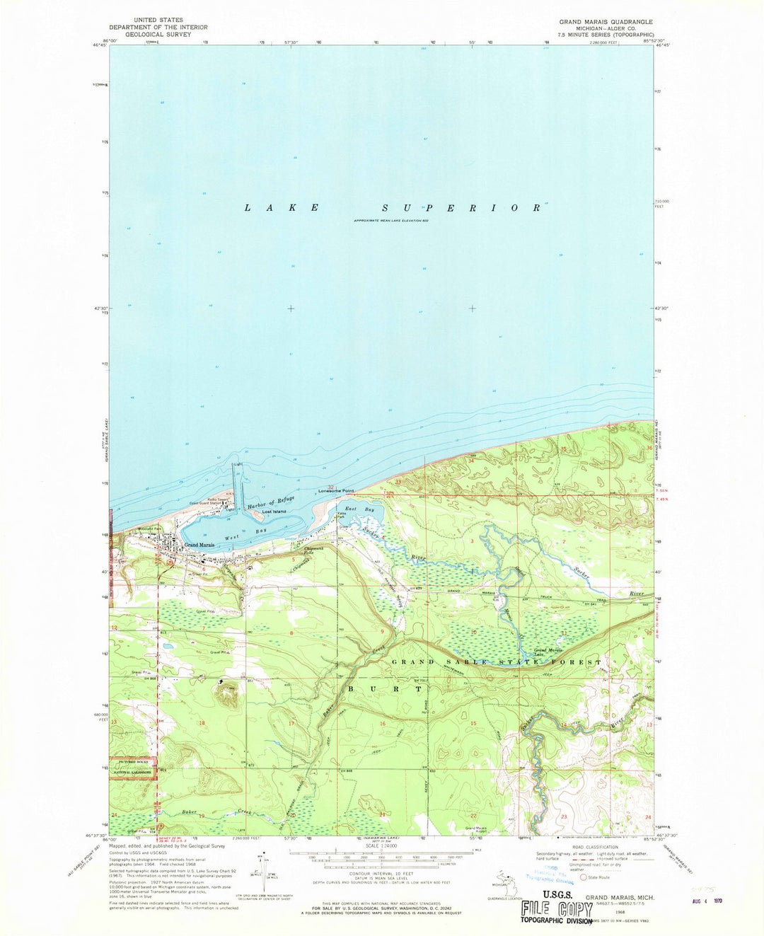 1968 Grand Marais, MI - Michigan - USGS Topographic Map v3