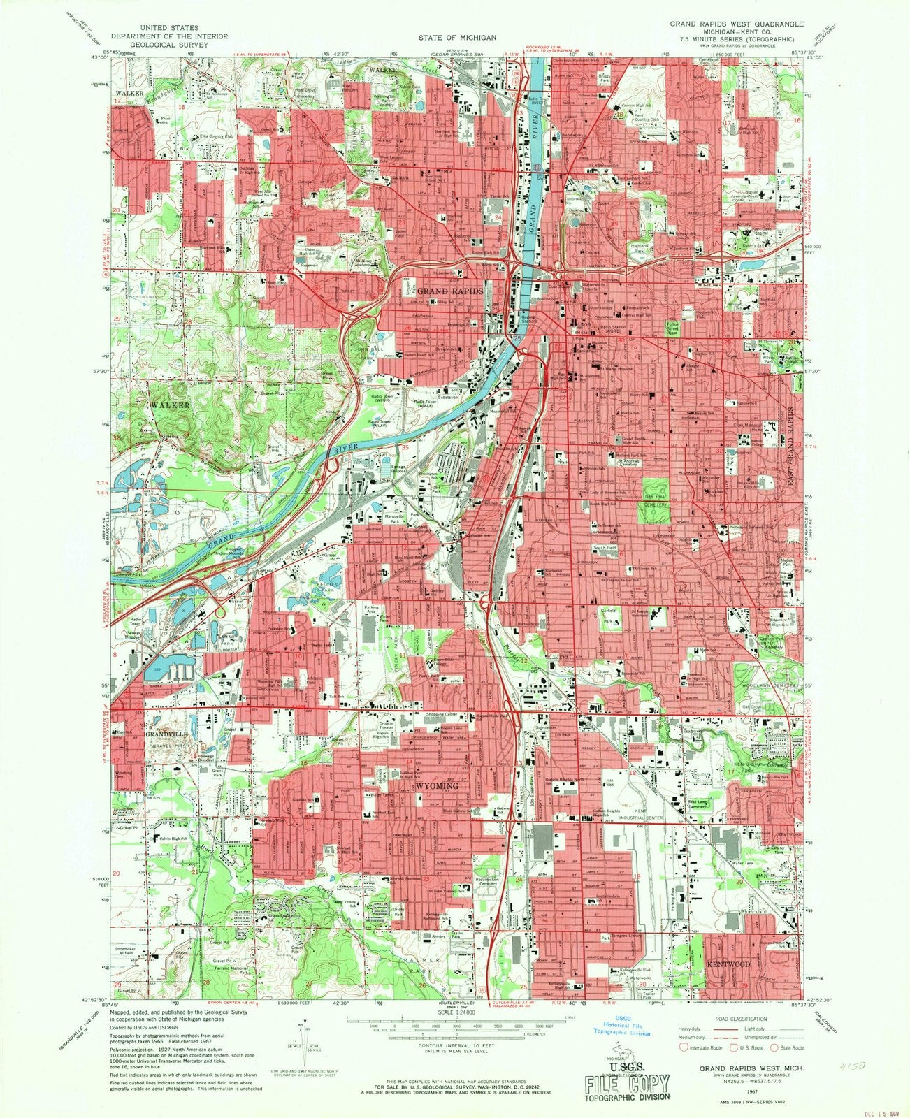 1967 Grand Rapids West, MI - Michigan - USGS Topographic Map