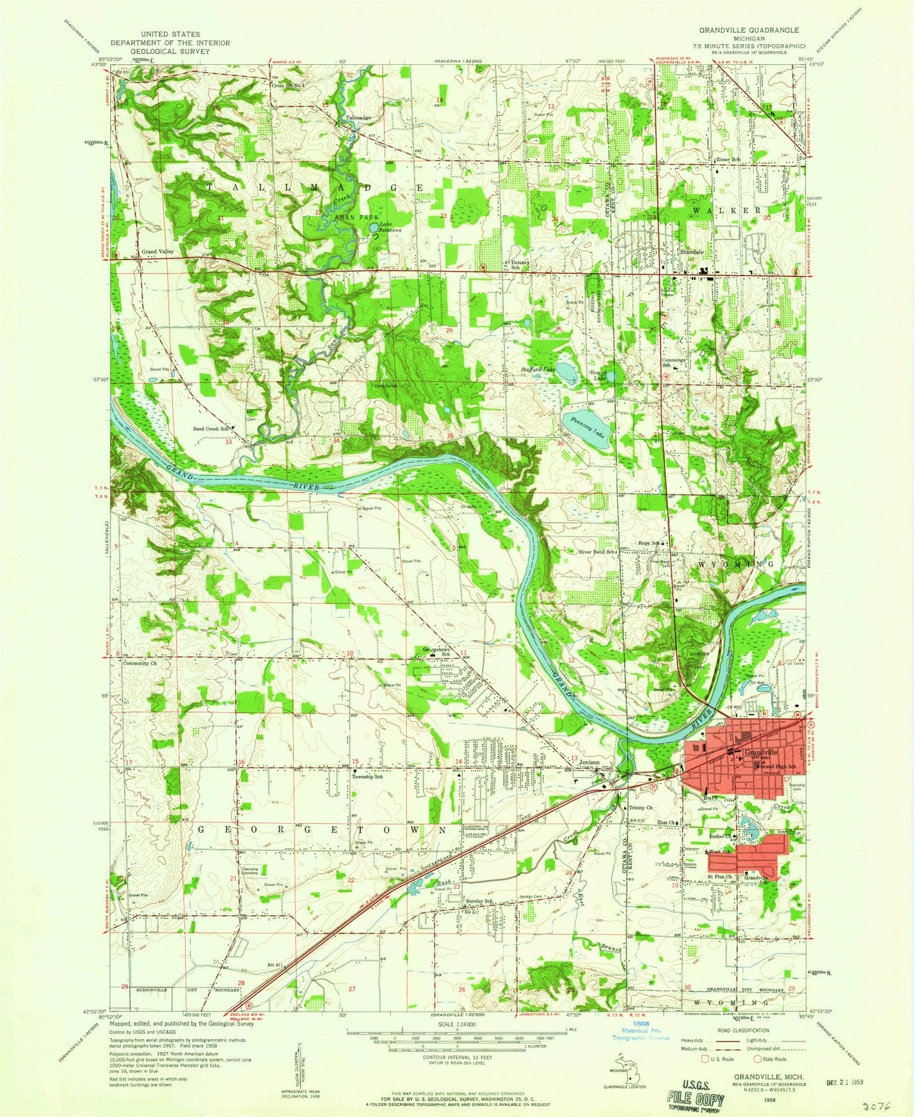 1958 Grandville, MI - Michigan - USGS Topographic Map