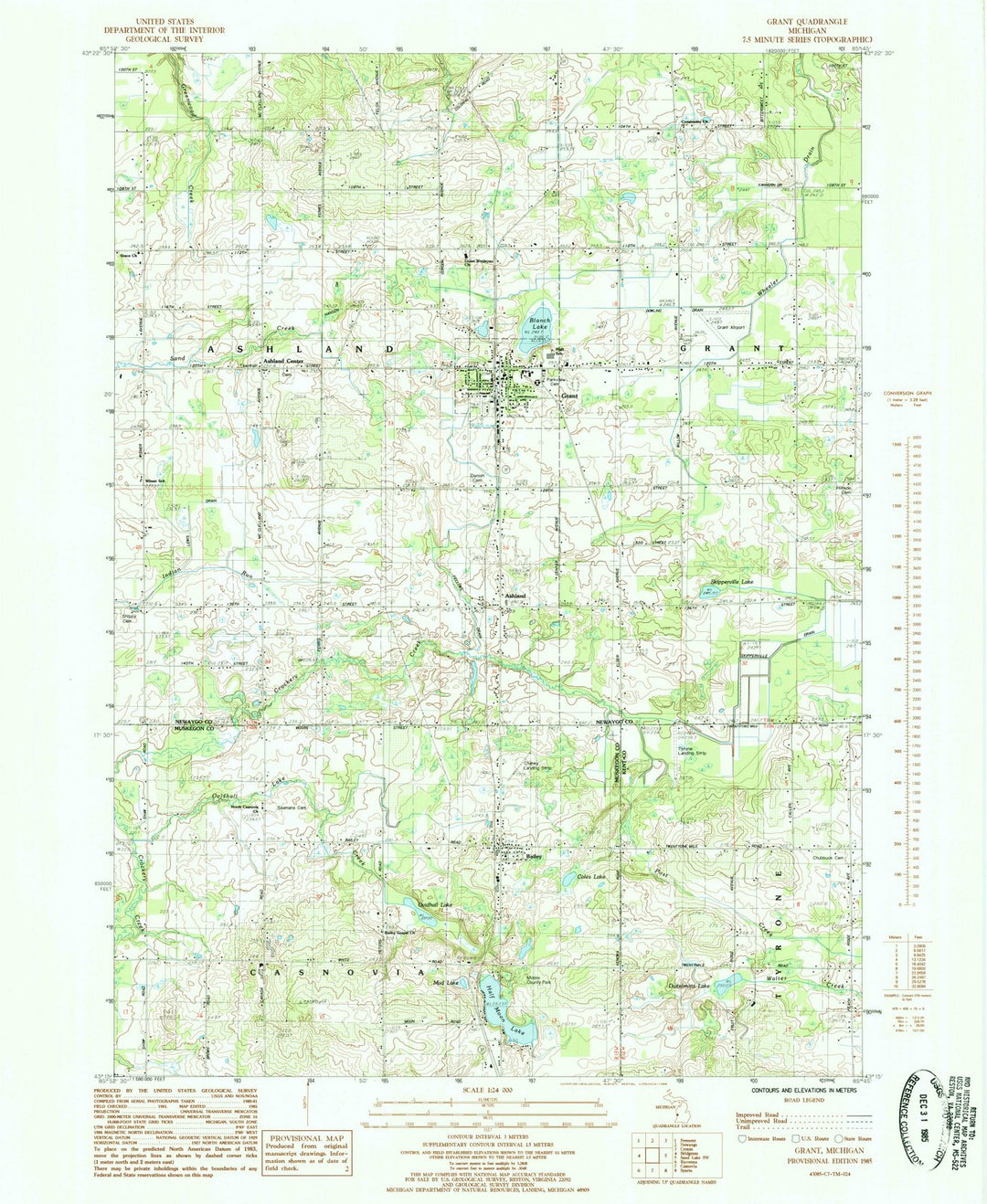 1985 Grant, MI - Michigan - USGS Topographic Map