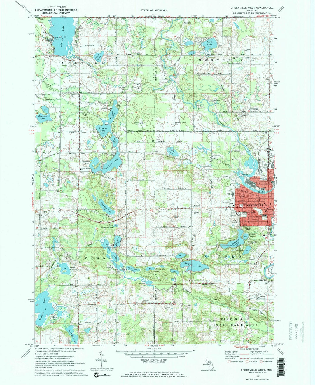 1972 Greenville West, MI - Michigan - USGS Topographic Map