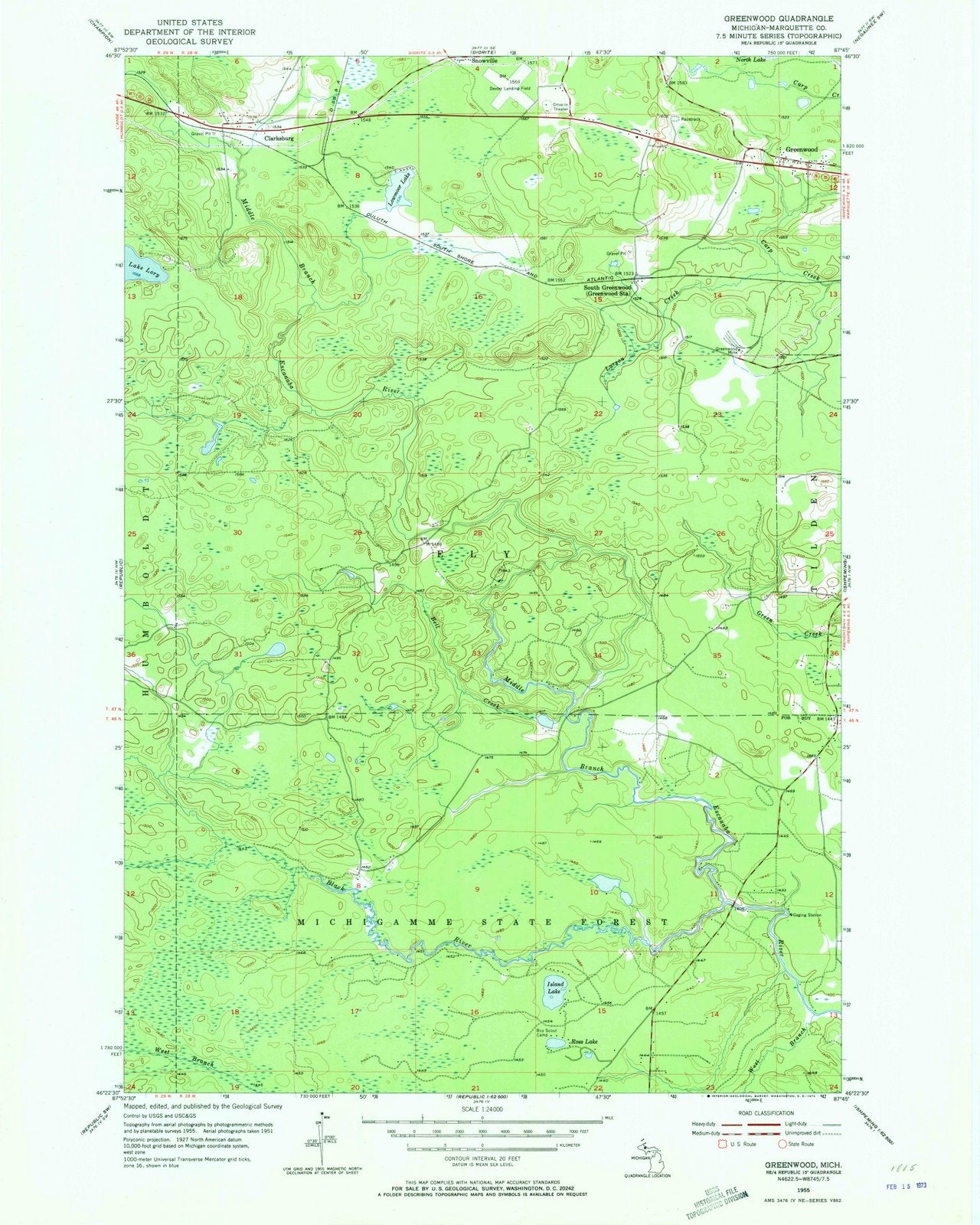 1955 Greenwood, MI - Michigan - USGS Topographic Map