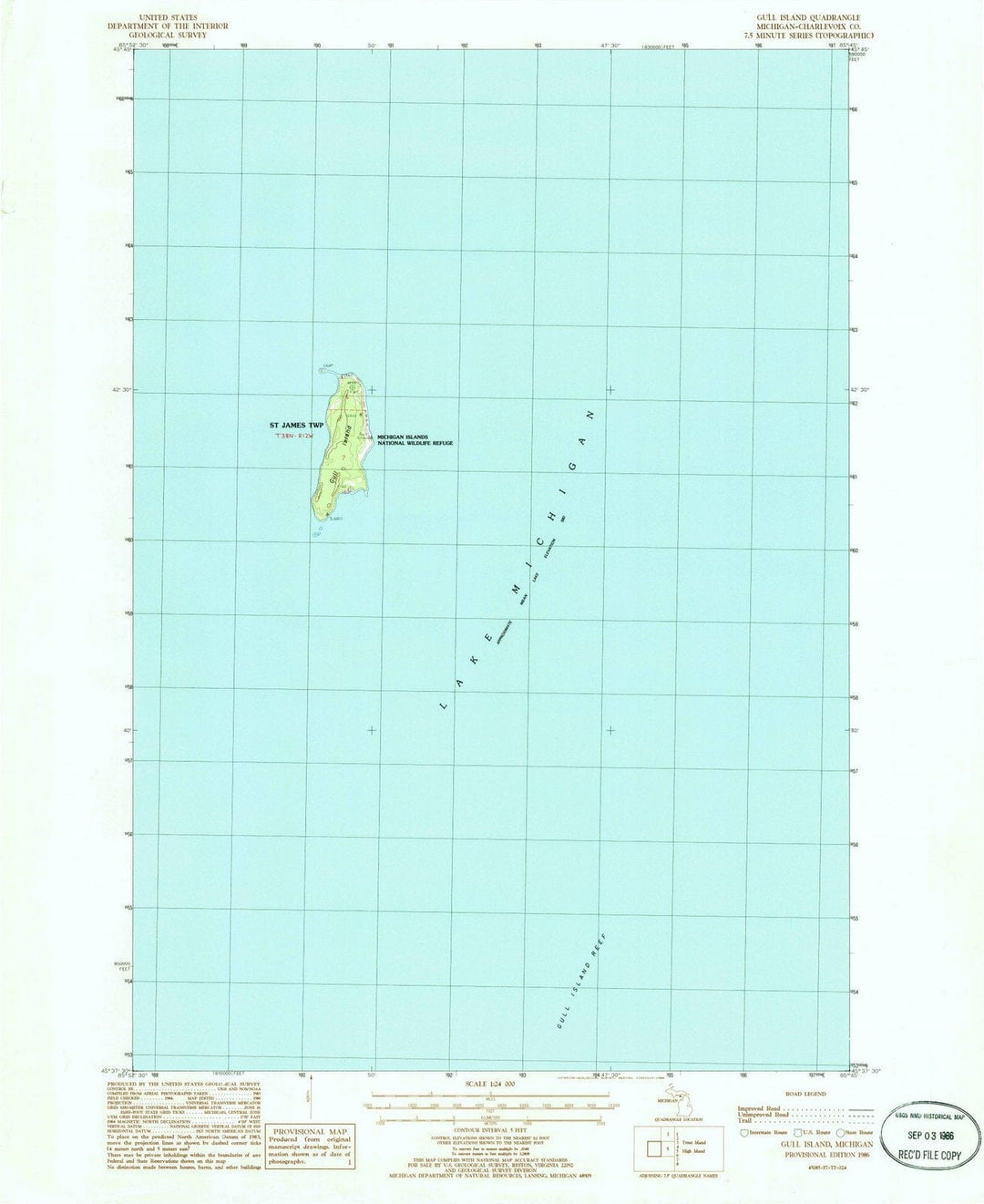 1986 Gull Island, MI - Michigan - USGS Topographic Map