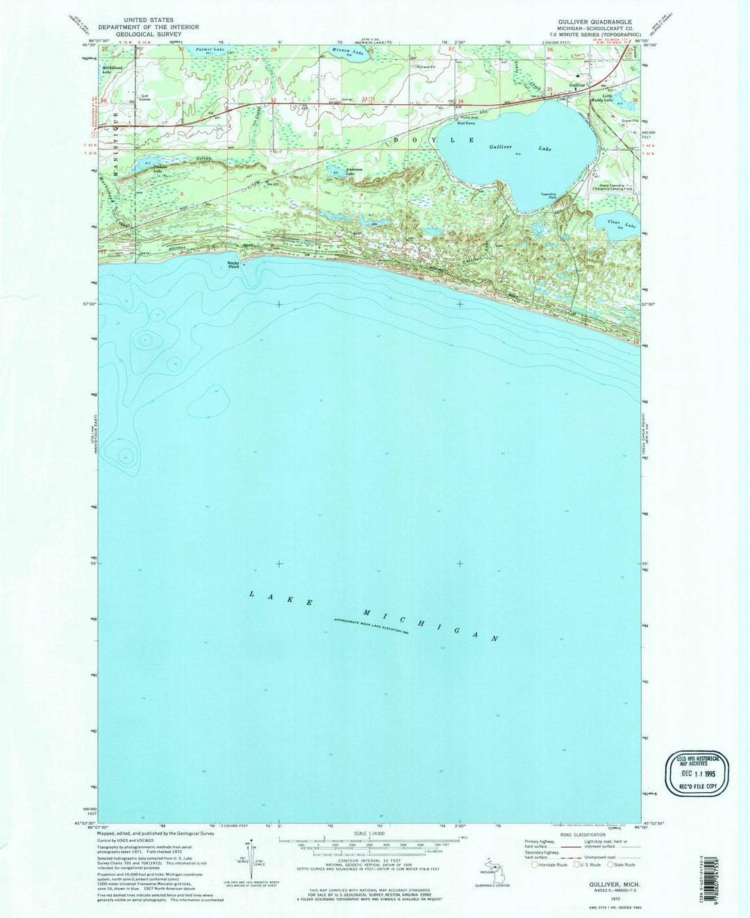1972 Gulliver, MI - Michigan - USGS Topographic Map