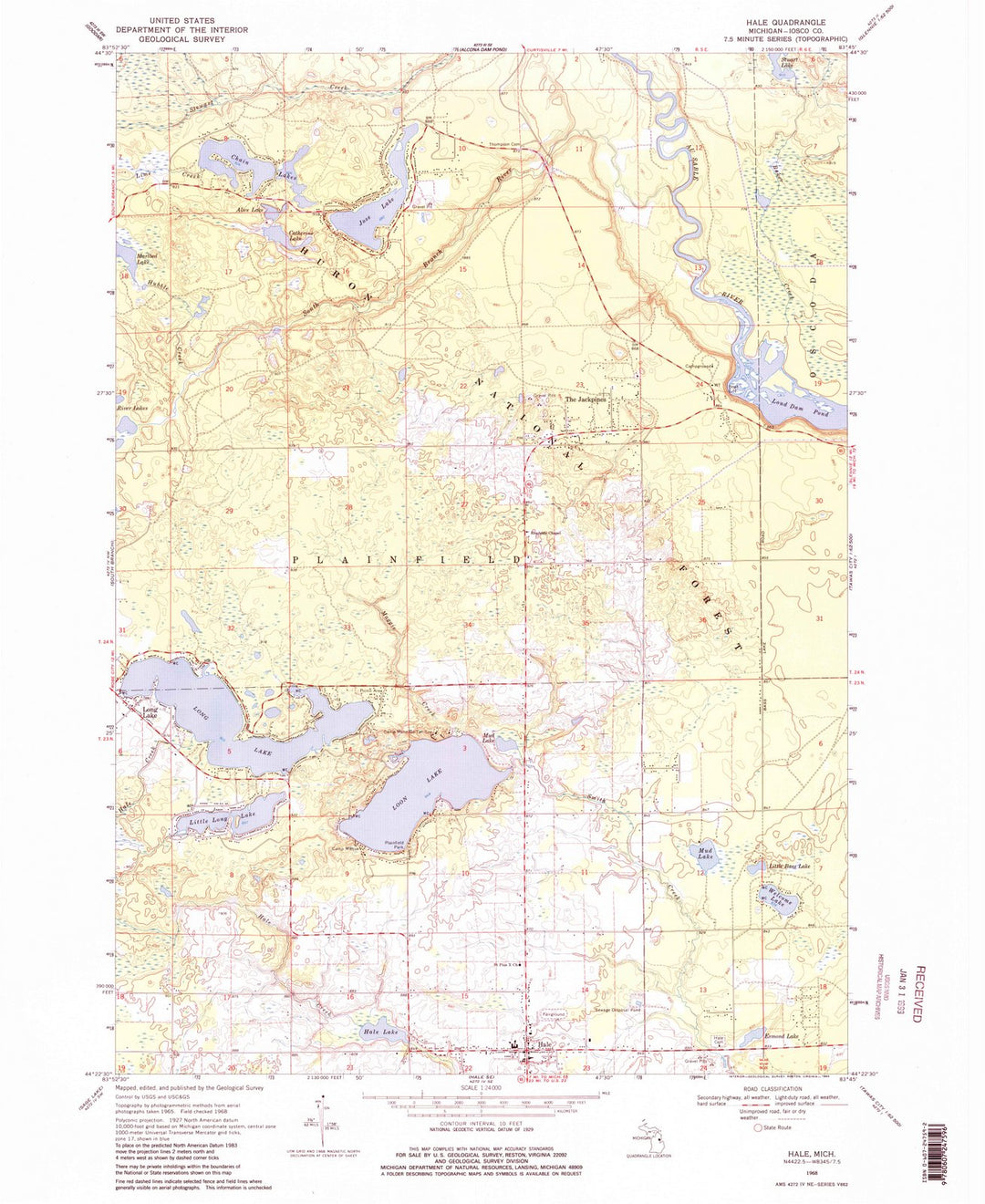 1968 Hale, MI - Michigan - USGS Topographic Map v2