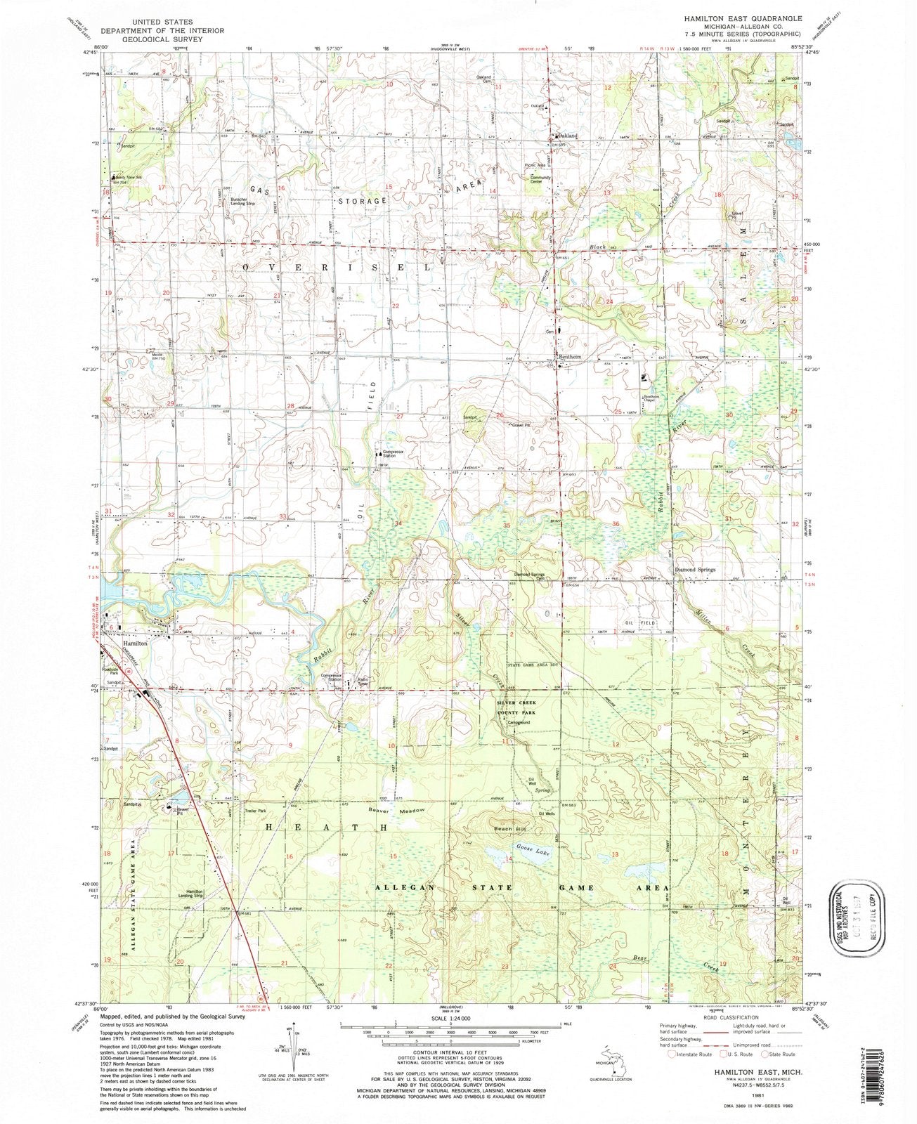 1981 Hamilton East, MI - Michigan - USGS Topographic Map