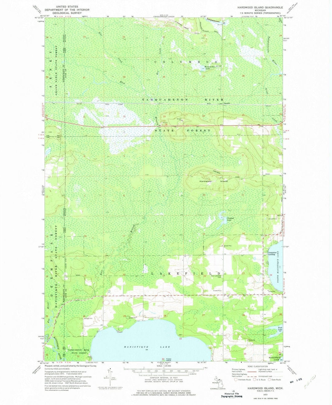1972 Hardwood Island, MI - Michigan - USGS Topographic Map