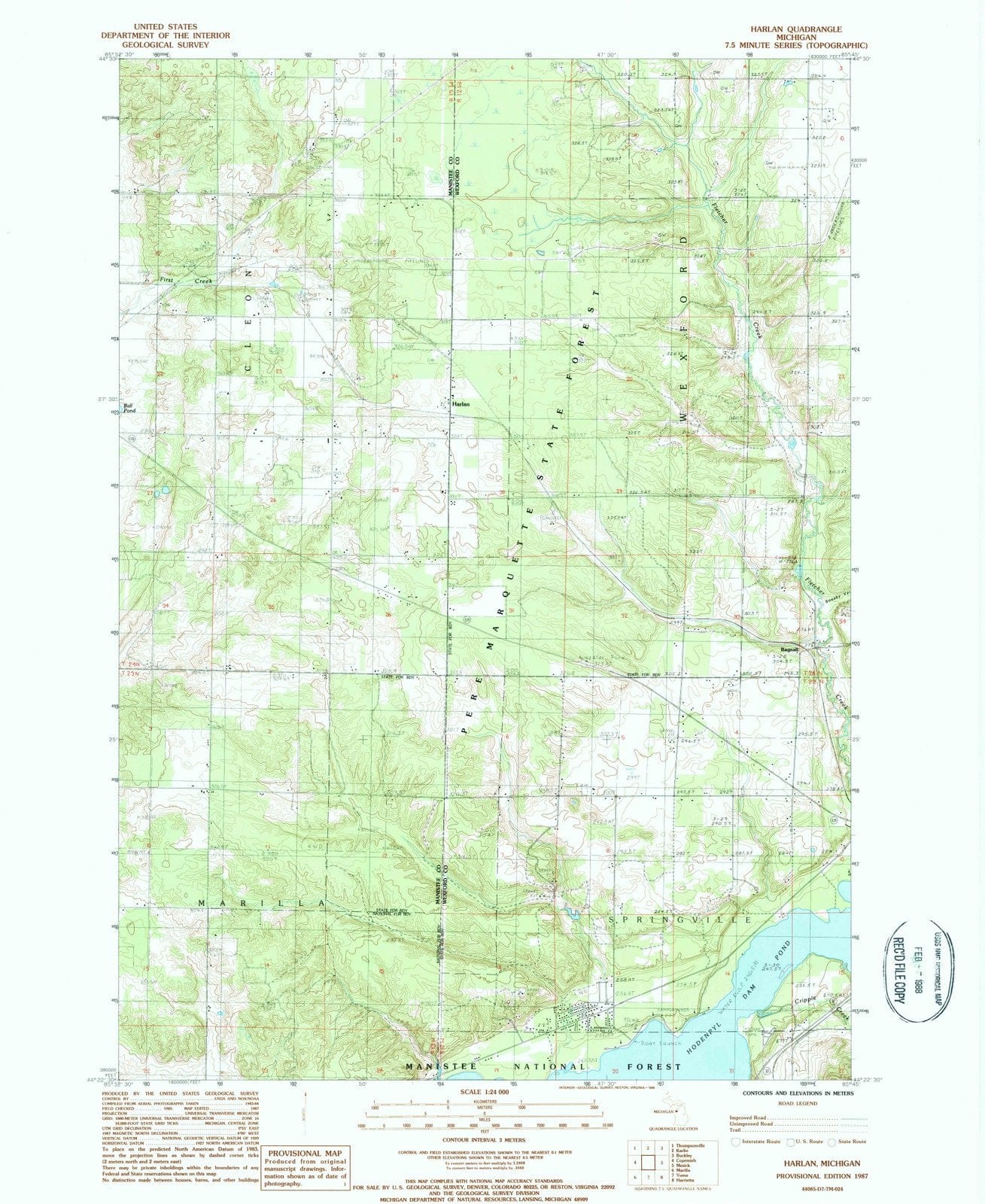 1987 Hartland, MI - Michigan - USGS Topographic Map