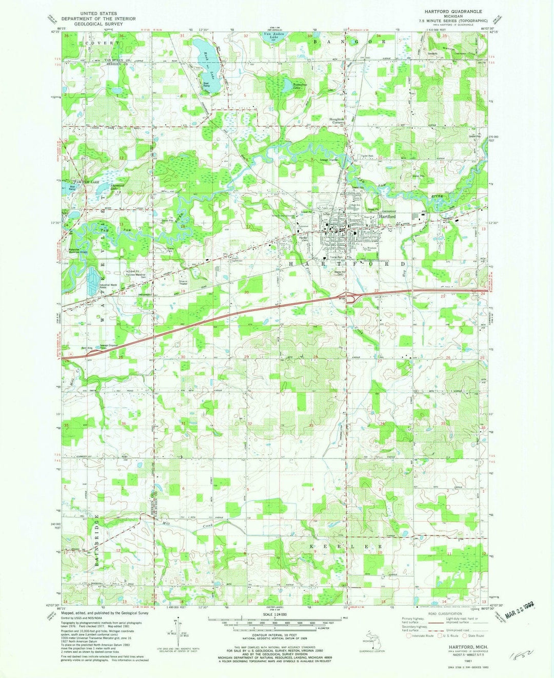 1981 Hartford, MI - Michigan - USGS Topographic Map