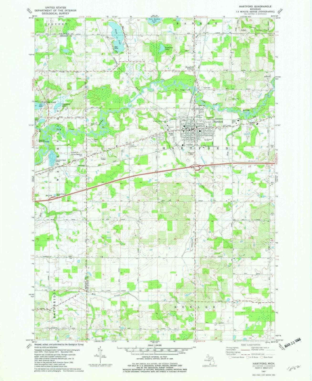 1981 Hartford, MI - Michigan - USGS Topographic Map