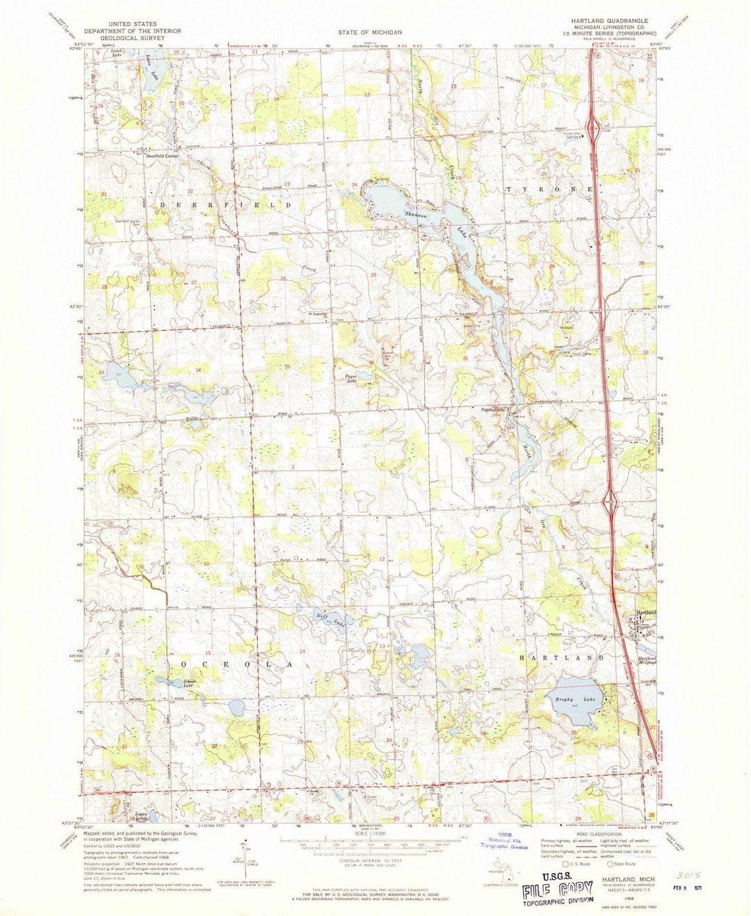 1968 Hartland, MI - Michigan - USGS Topographic Map