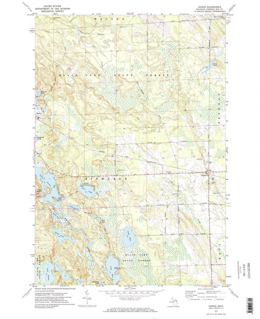 1971 Hawks, MI - Michigan - USGS Topographic Map