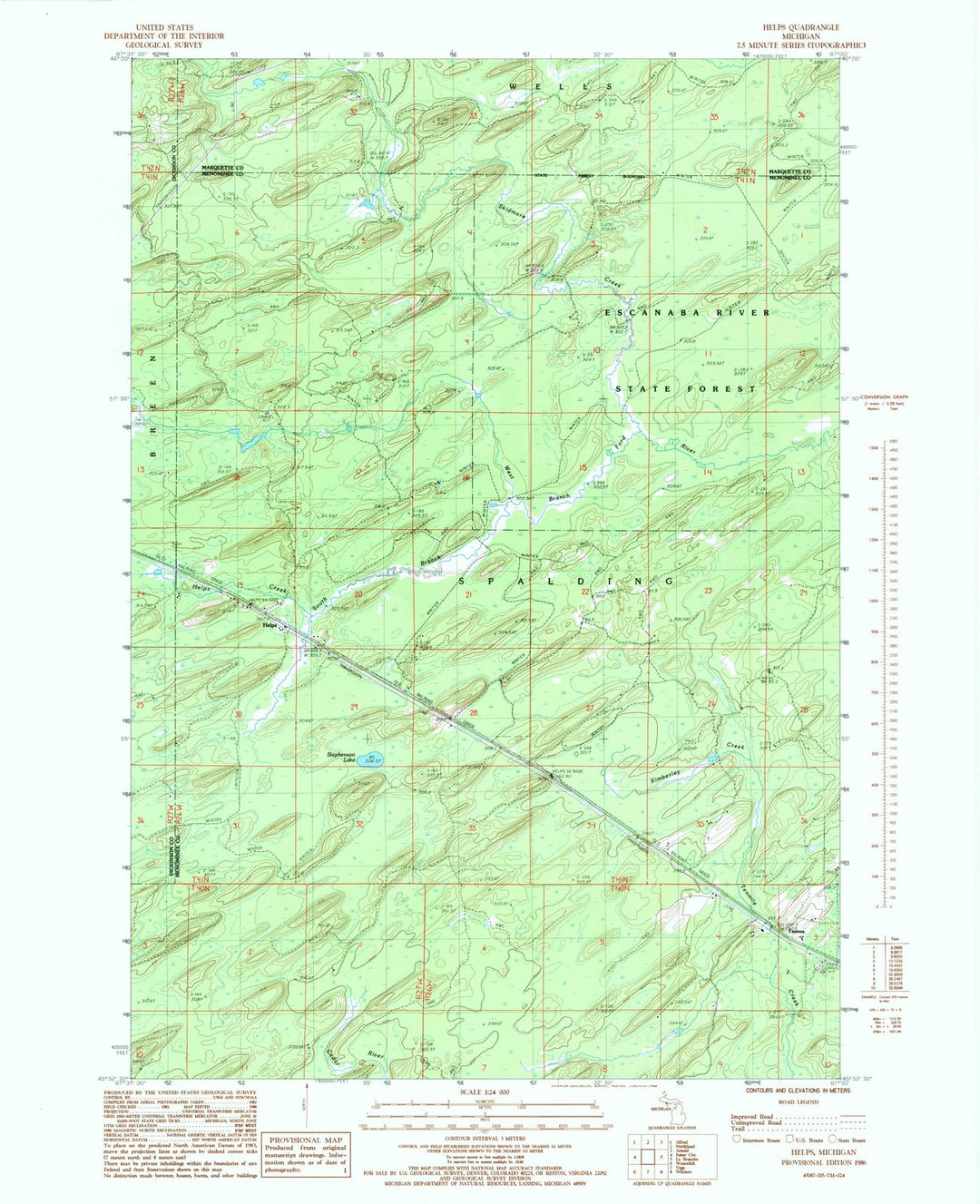 1986 Helena, MI - Michigan - USGS Topographic Map