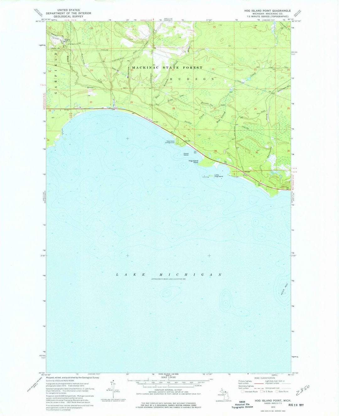 1973 Hog Island Point, MI - Michigan - USGS Topographic Map