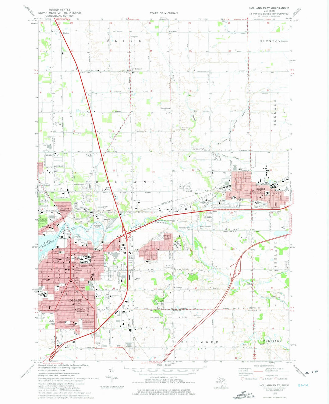 1972 Holland East, MI - Michigan - USGS Topographic Map