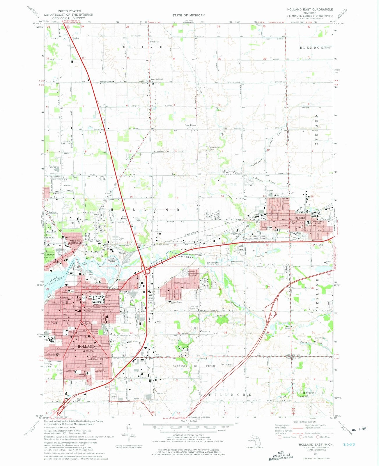 1972 Holland East, MI - Michigan - USGS Topographic Map