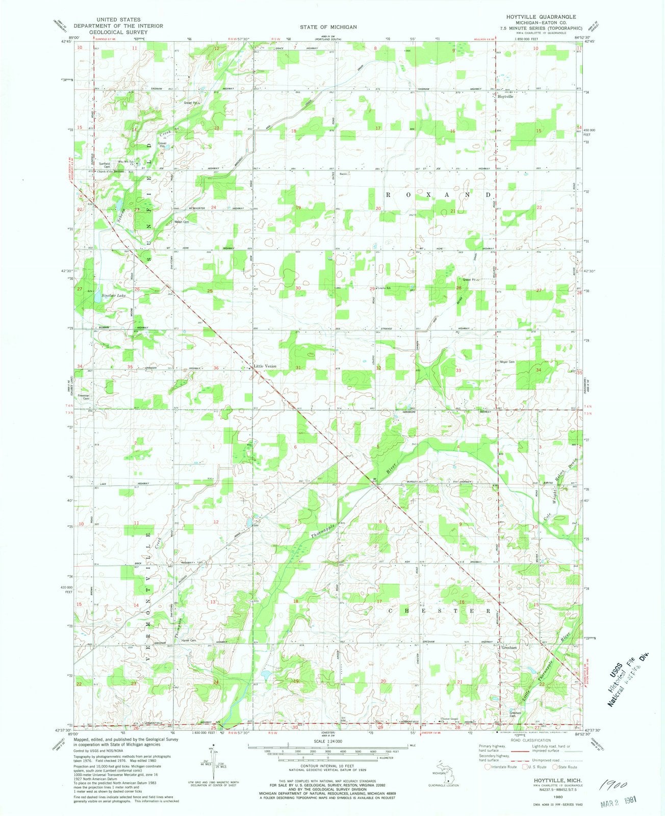1980 Hoytville, MI - Michigan - USGS Topographic Map