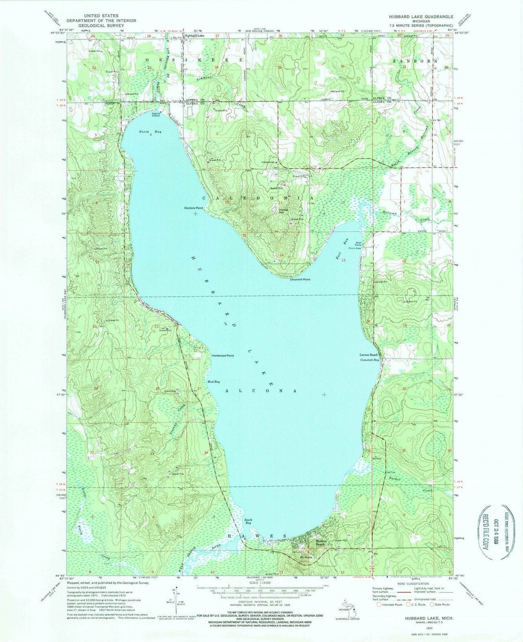 1972 Hubbard Lake, MI - Michigan - USGS Topographic Map v2