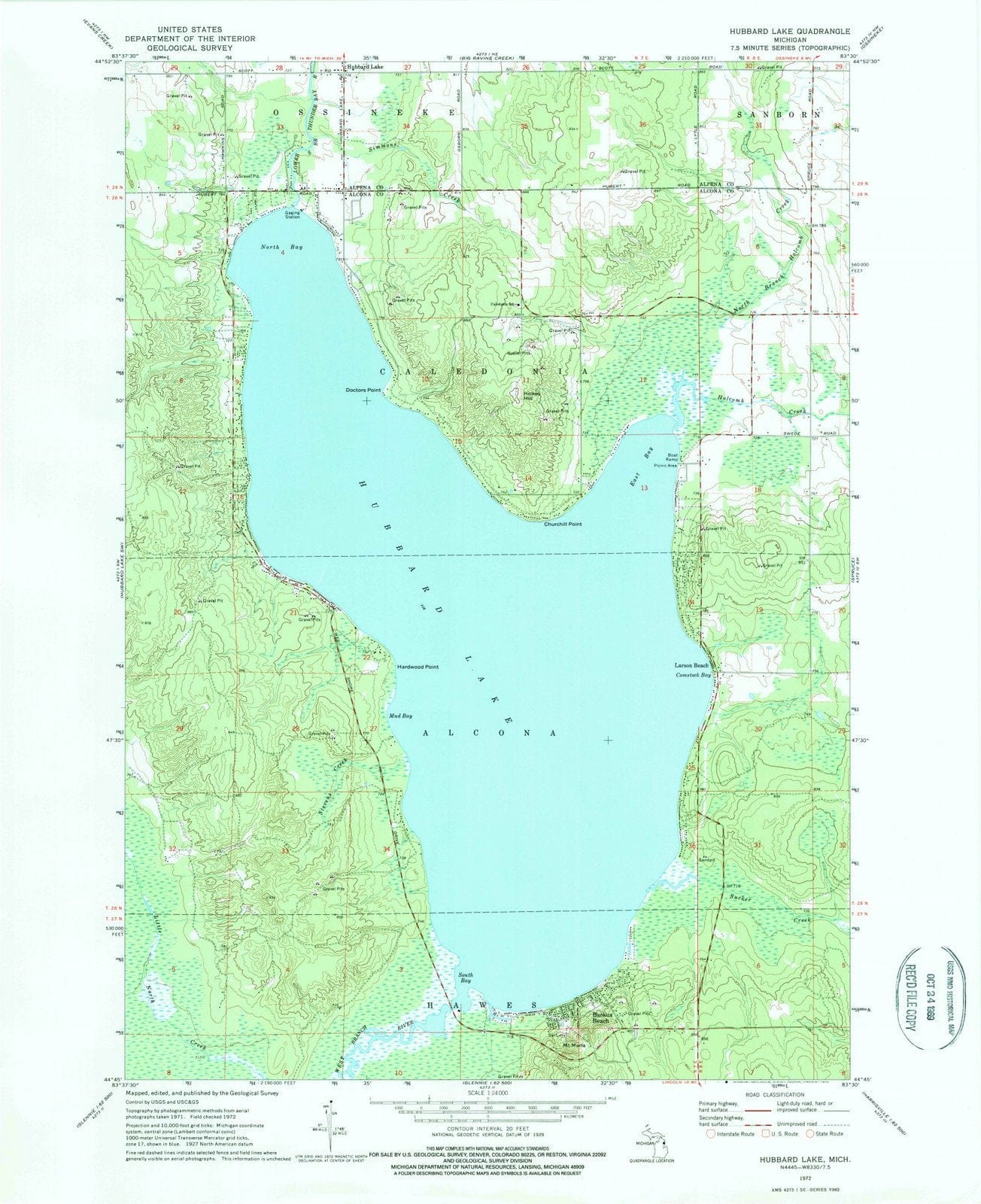 1972 Hubbard Lake, MI - Michigan - USGS Topographic Map v2