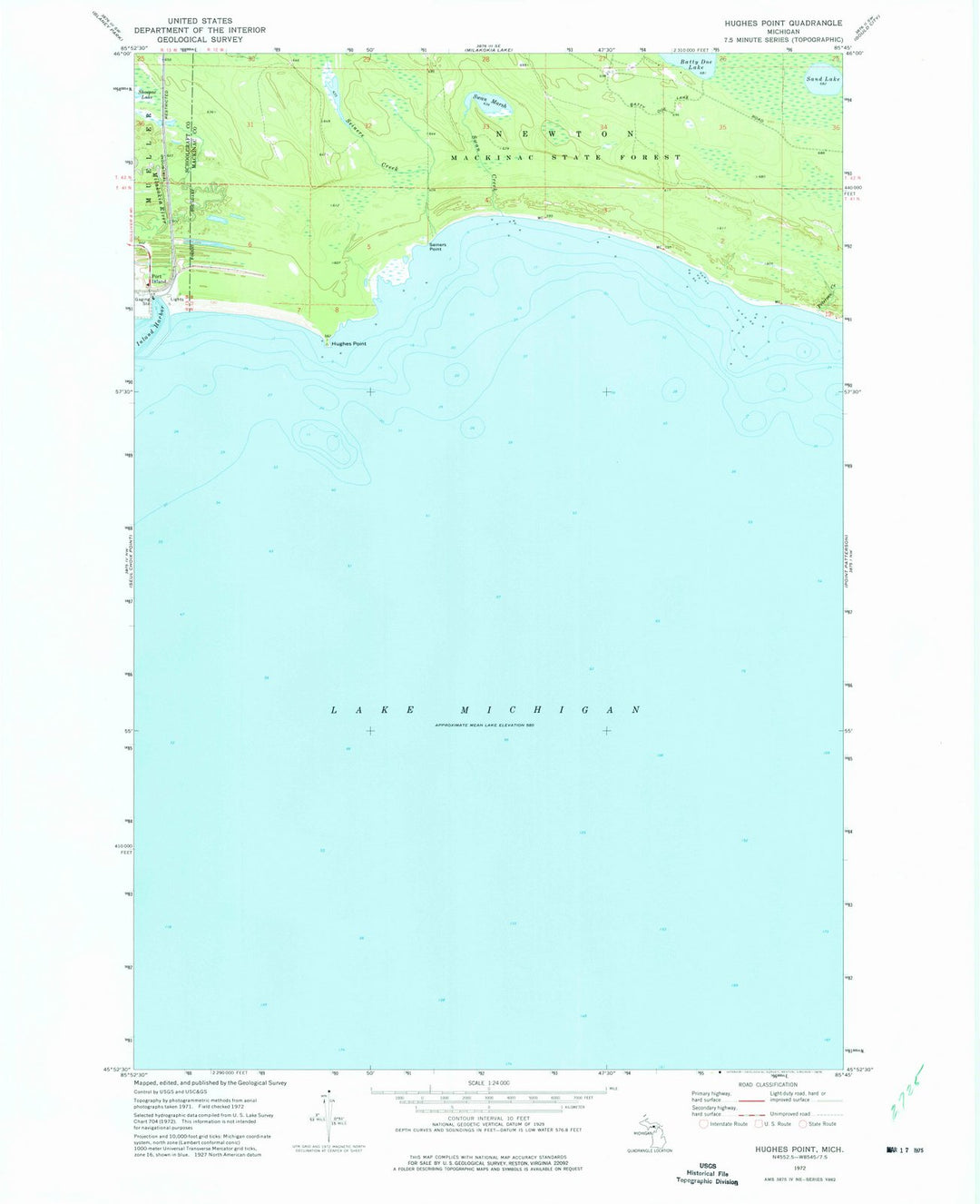 1972 Hughes Point, MI - Michigan - USGS Topographic Map