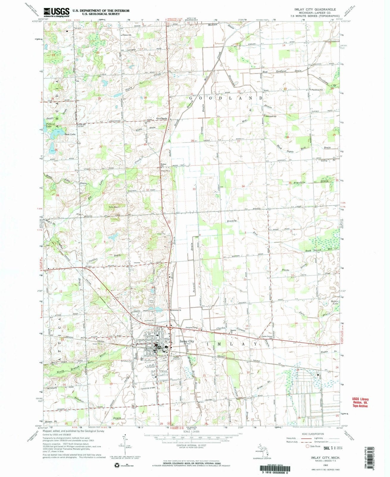 1963 Imlay City, MI - Michigan - USGS Topographic Map