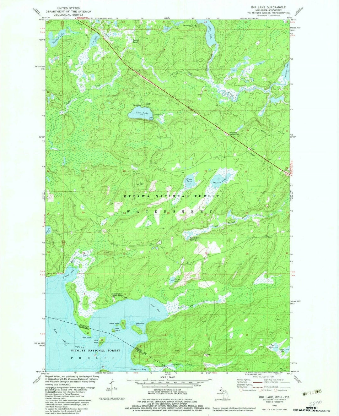 1982 Imp Lake, MI - Michigan - USGS Topographic Map