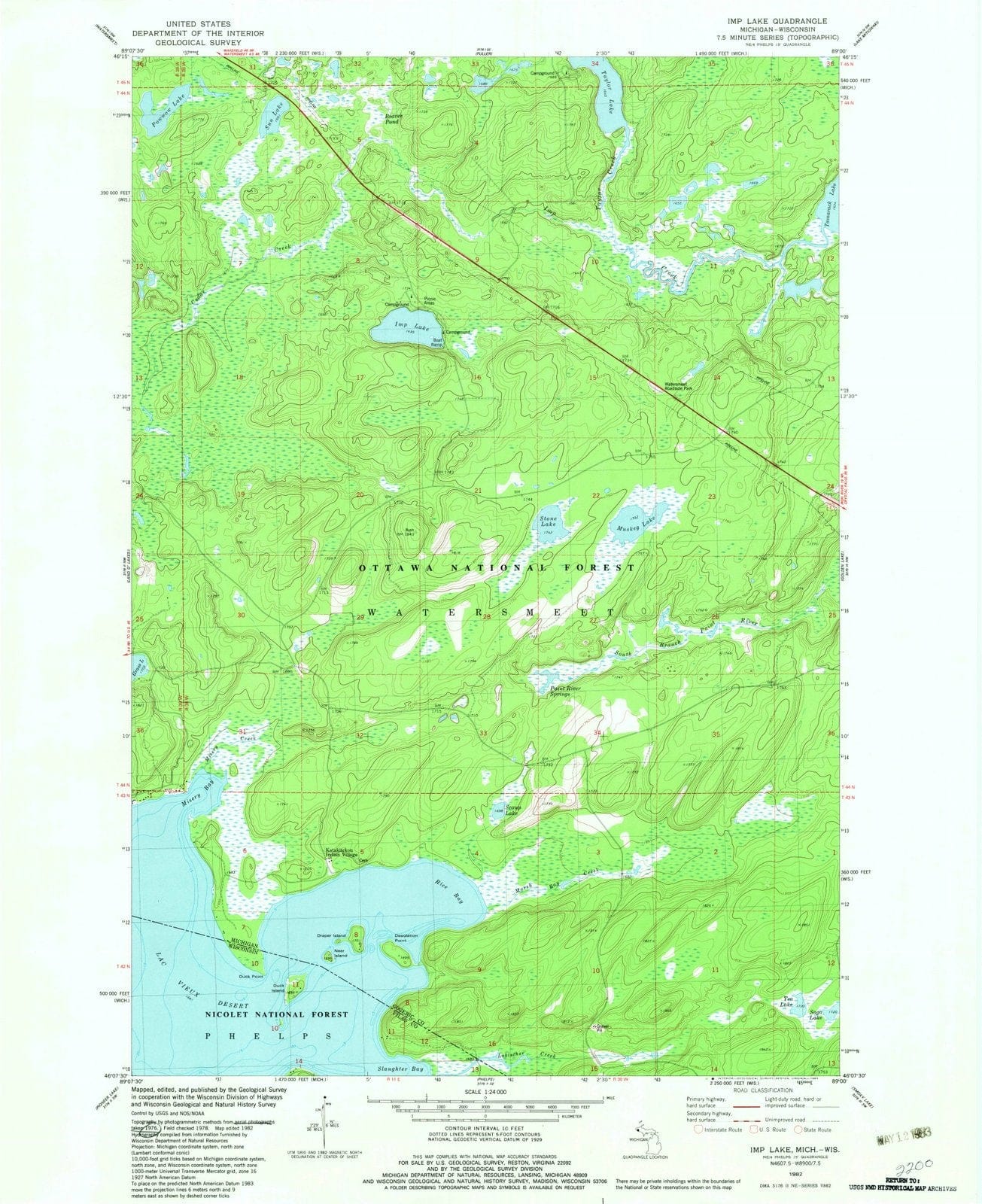1982 Imp Lake, MI - Michigan - USGS Topographic Map
